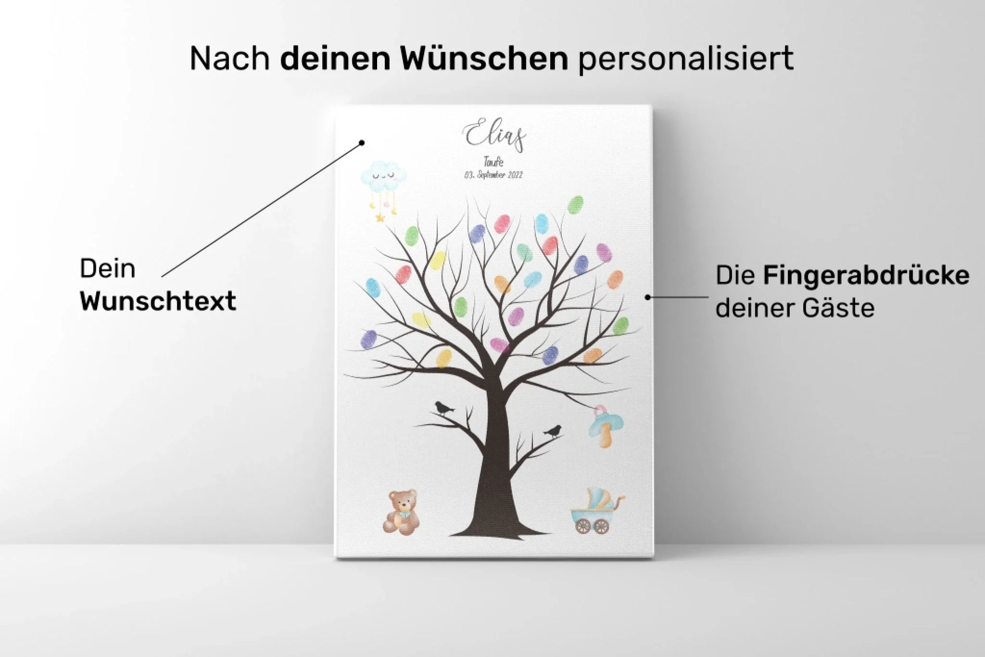 Produkt Taufe Baum Vögel personalisiert