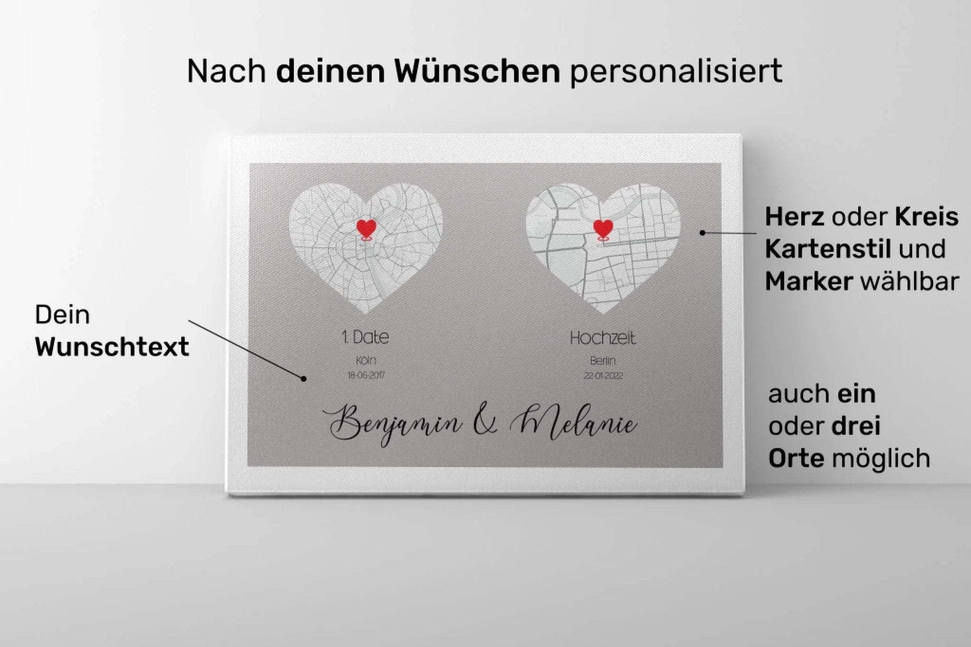 Produkt Karte 2x Herz personalisiert