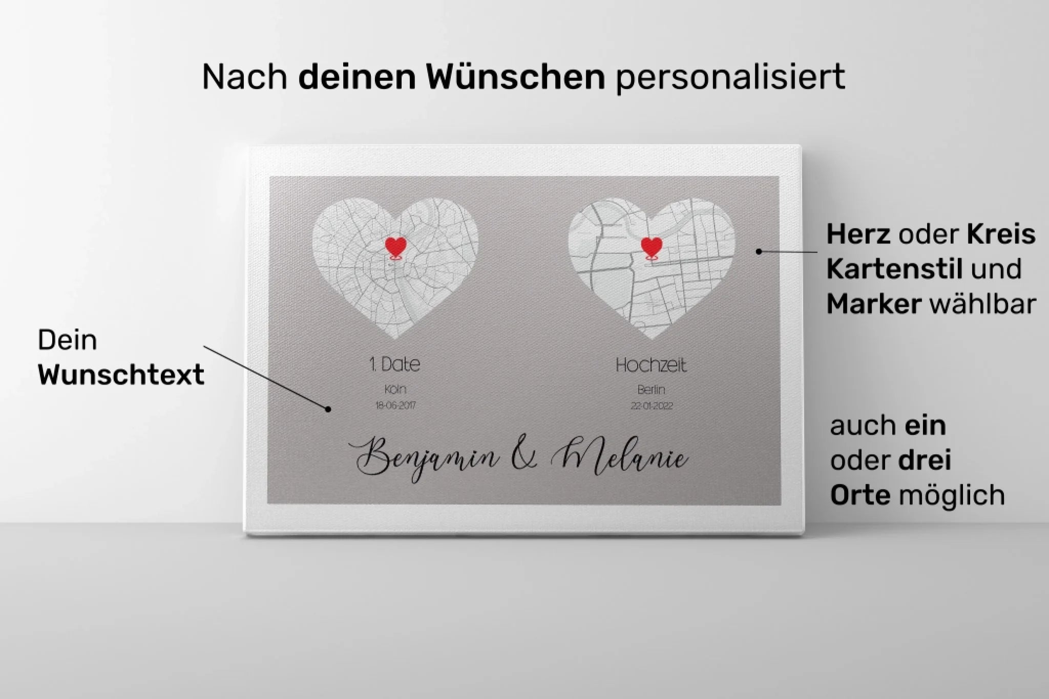 Produkt Karte 2x Herz personalisiert