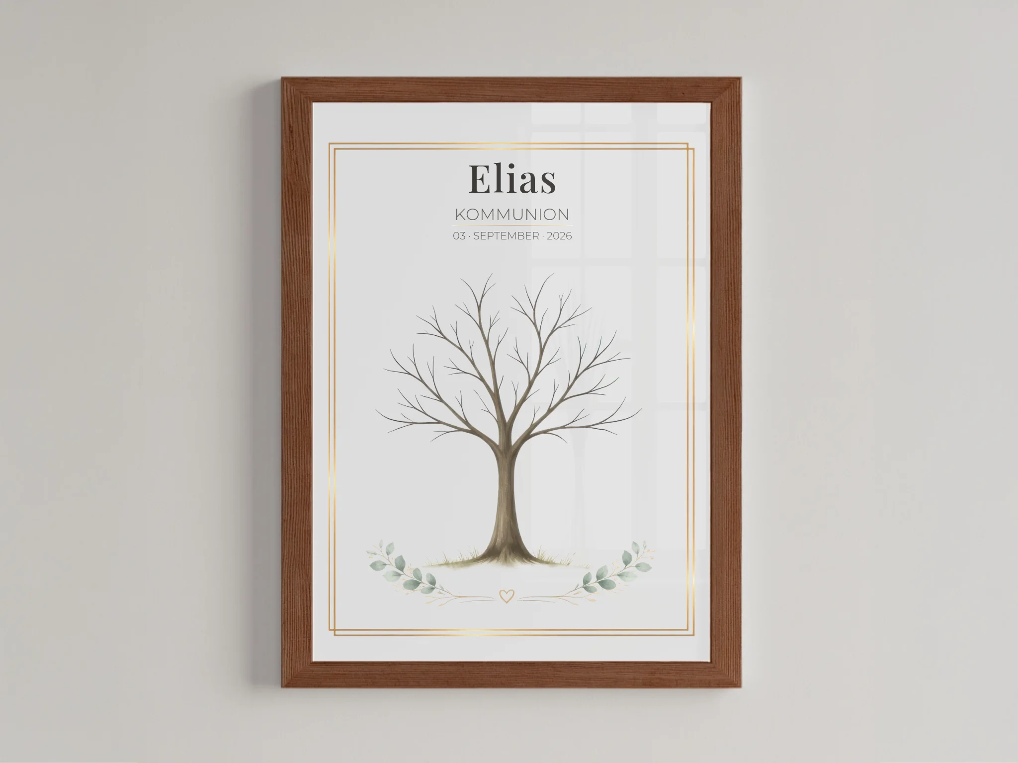 Personalisiertes Gästebuch zur Kommunion mit Fingerabdrücken – Kommunion Baum Poster & Erinnerungsbild mit Name & Datum