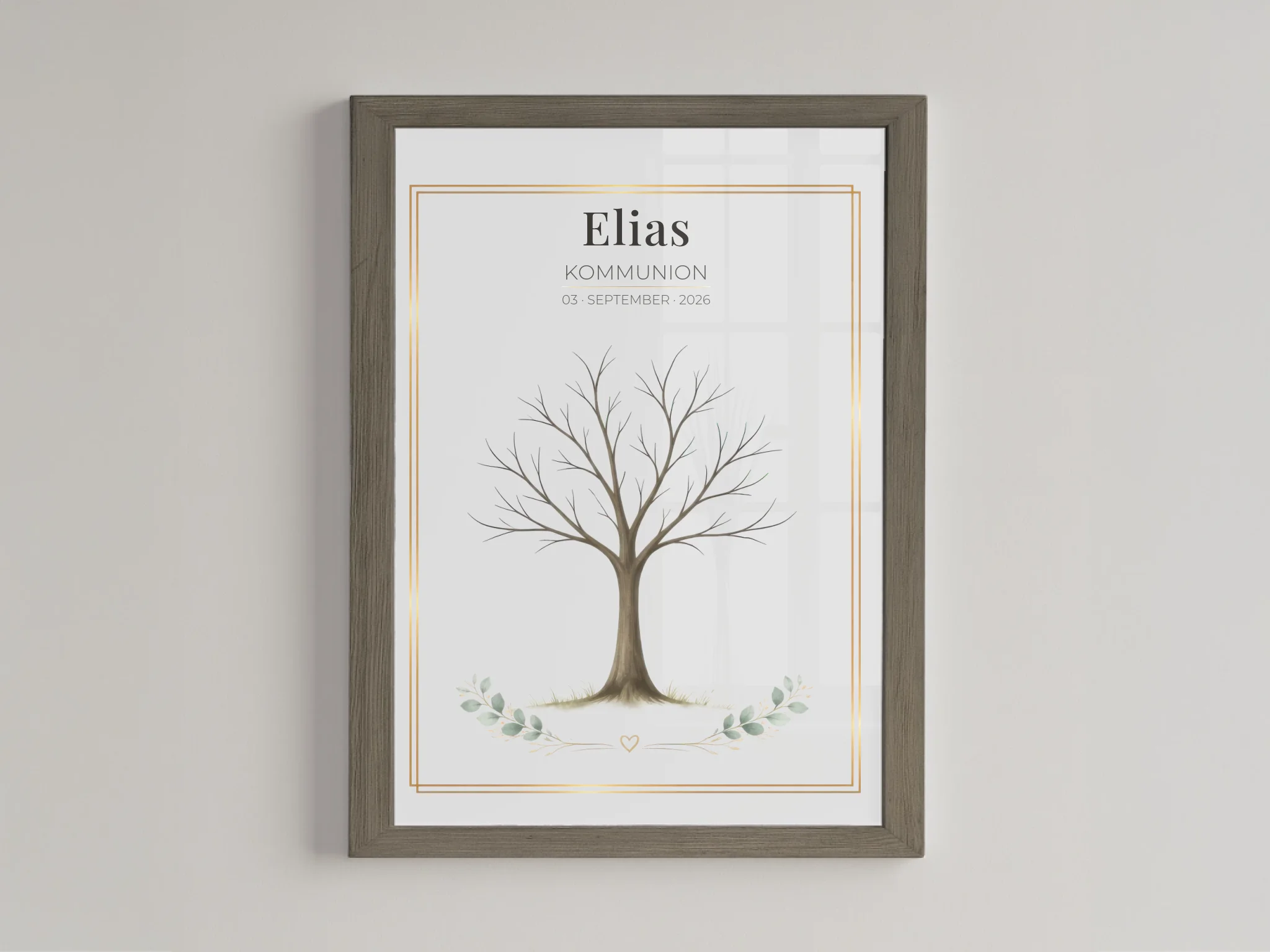 Personalisiertes Gästebuch zur Kommunion mit Fingerabdrücken – Kommunion Baum Poster & Erinnerungsbild mit Name & Datum