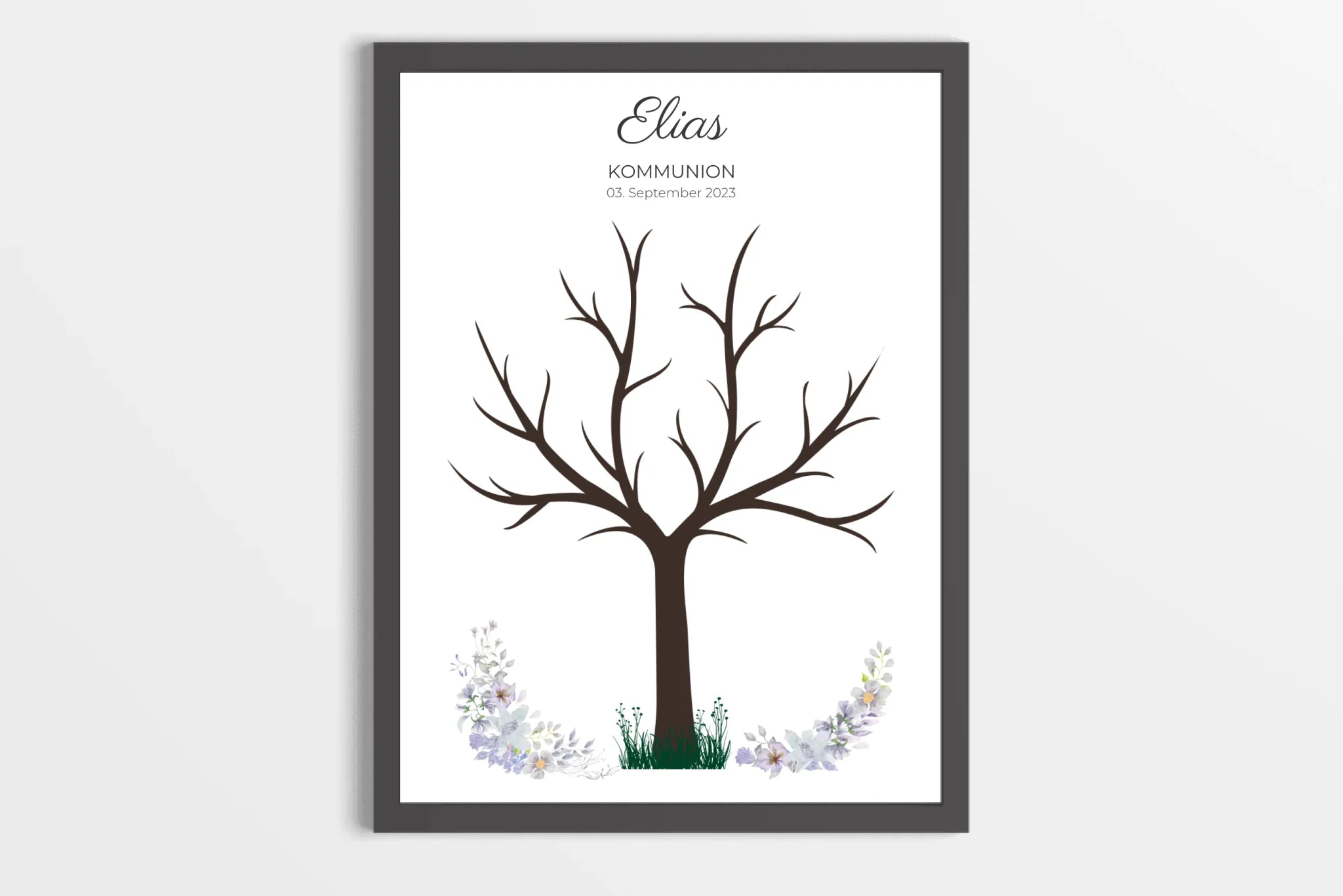 Fingerabdruck Baum Gästebuch zur Kommunion & Konfirmation • Personalisiertes Poster für Taufe • Erinnerung für Kinder und Familie