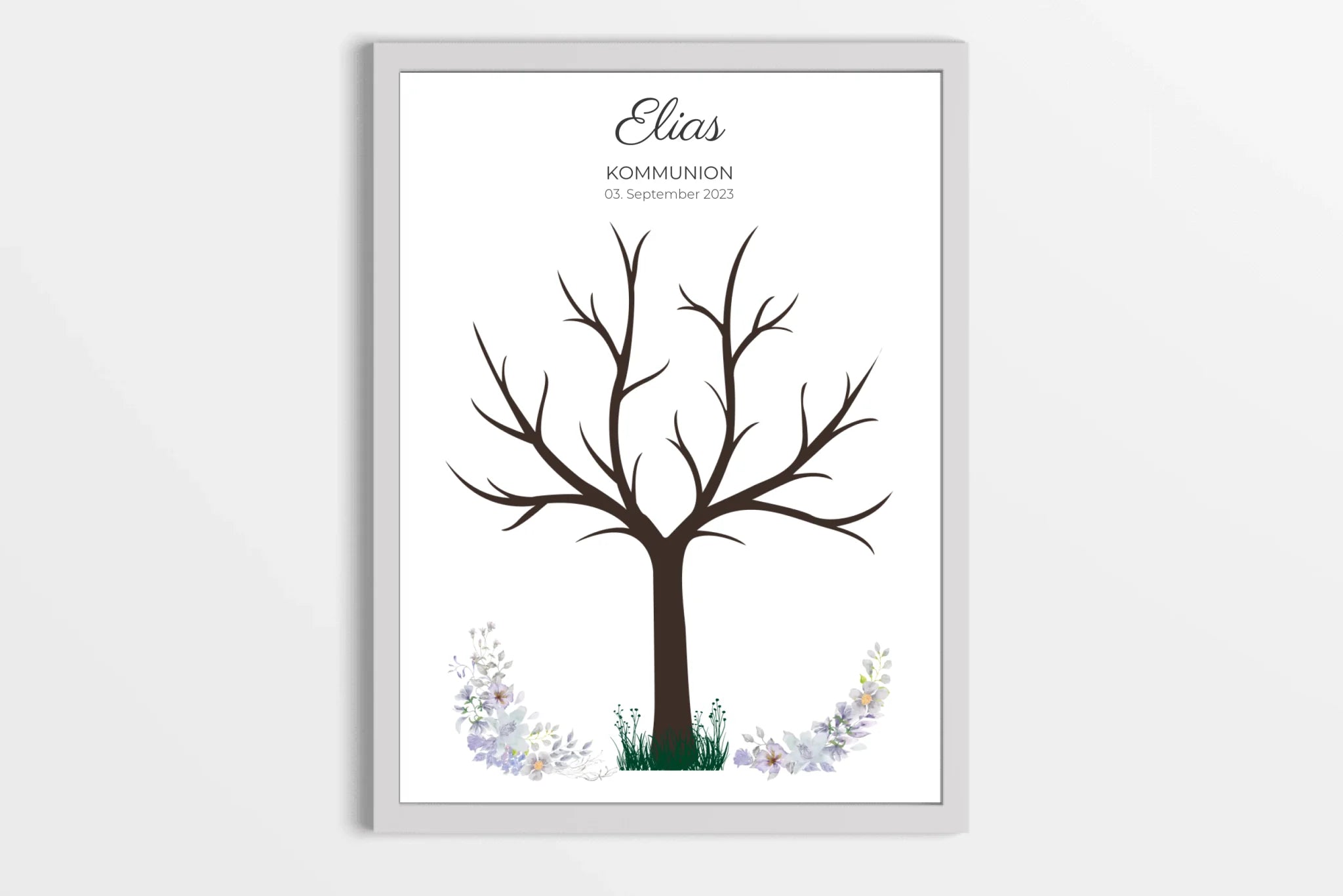 Fingerabdruck Baum Gästebuch zur Kommunion & Konfirmation • Personalisiertes Poster für Taufe • Erinnerung für Kinder und Familie