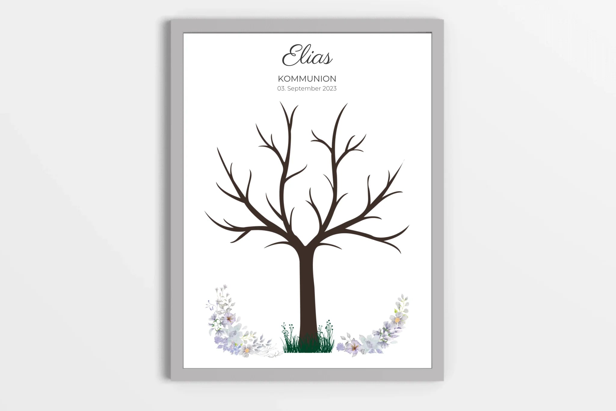 Fingerabdruck Baum Gästebuch zur Kommunion & Konfirmation • Personalisiertes Poster für Taufe • Erinnerung für Kinder und Familie