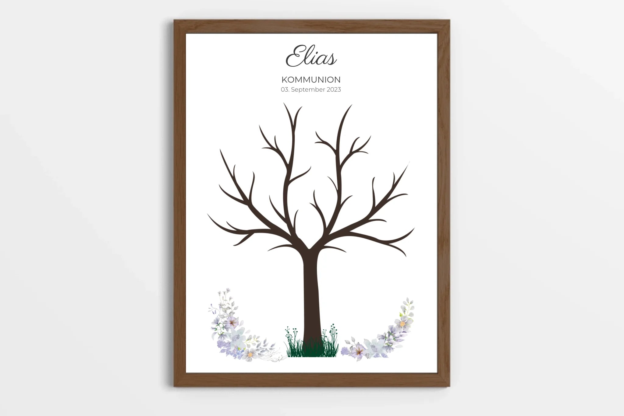 Fingerabdruck Baum Gästebuch zur Kommunion & Konfirmation • Personalisiertes Poster für Taufe • Erinnerung für Kinder und Familie