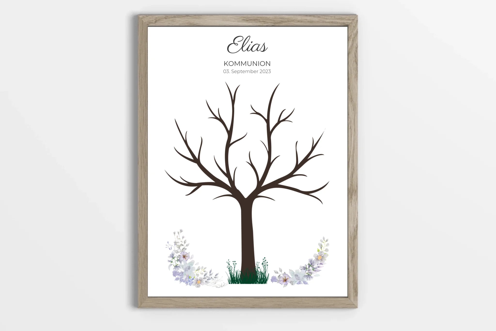 Fingerabdruck Baum Gästebuch zur Kommunion & Konfirmation • Personalisiertes Poster für Taufe • Erinnerung für Kinder und Familie
