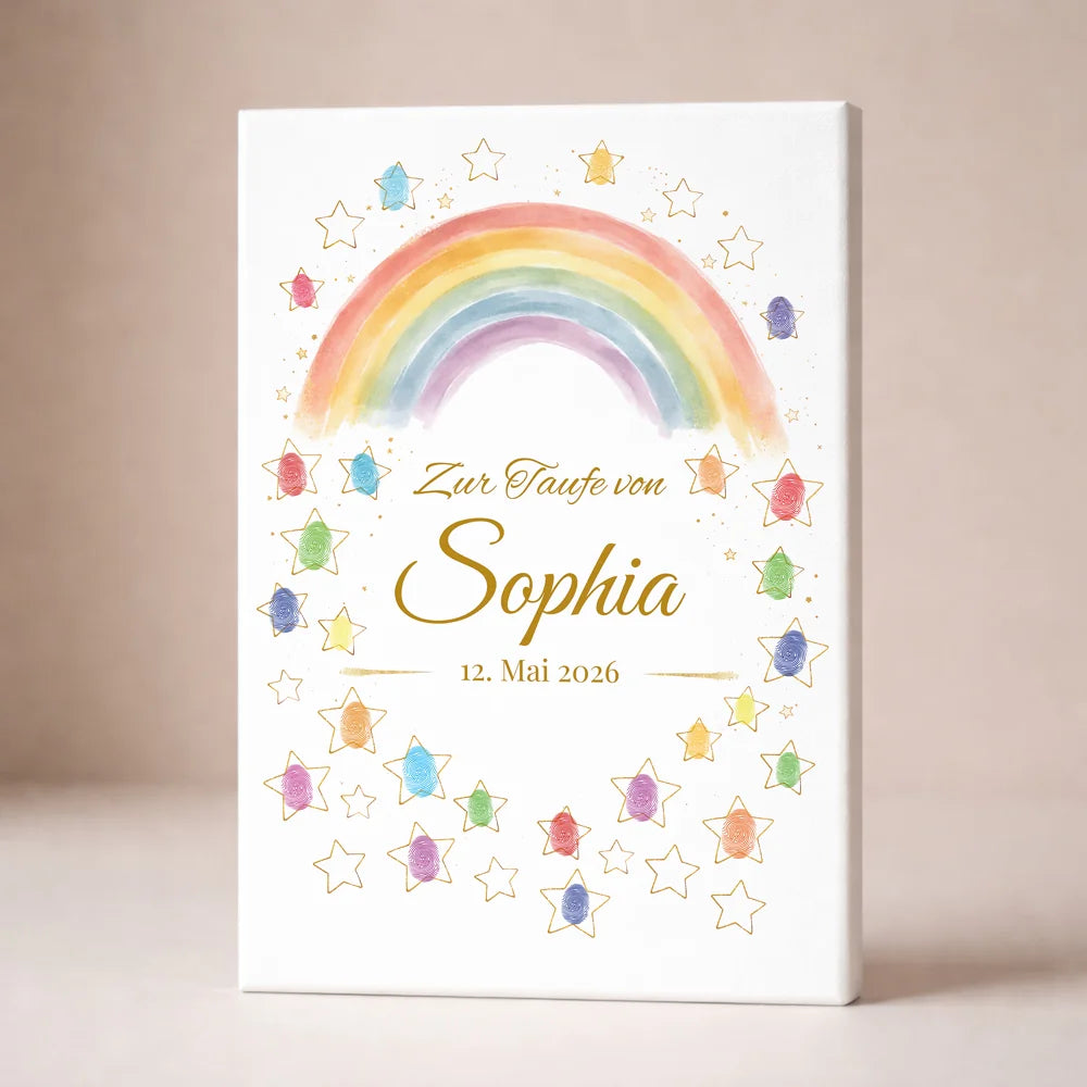Fingerabdruck Gästebuch Taufe Regenbogen – individuell gestaltet
