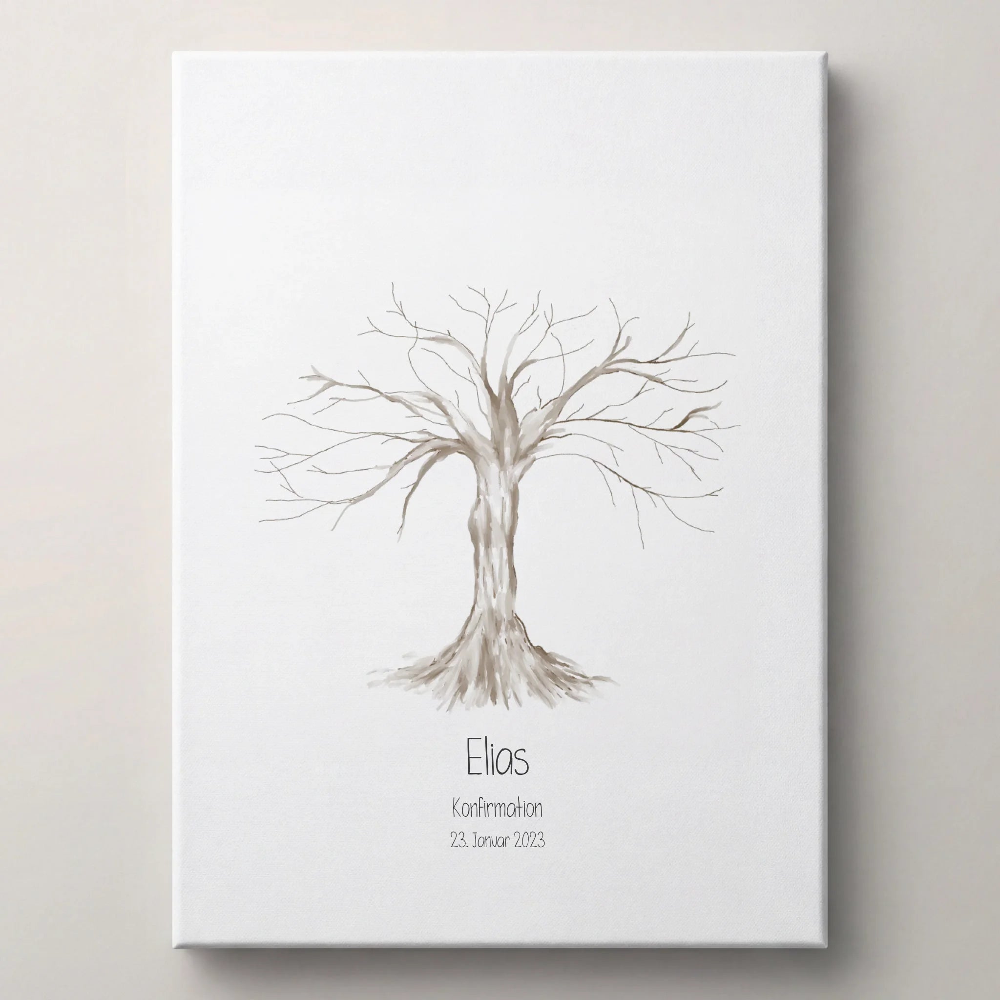 Fingerabdruck Baum Gästebuch • Personalisiertes Poster für Kommunion, Konfirmation, Taufe oder Geburtstag • Erinnerung mit Name und Datum