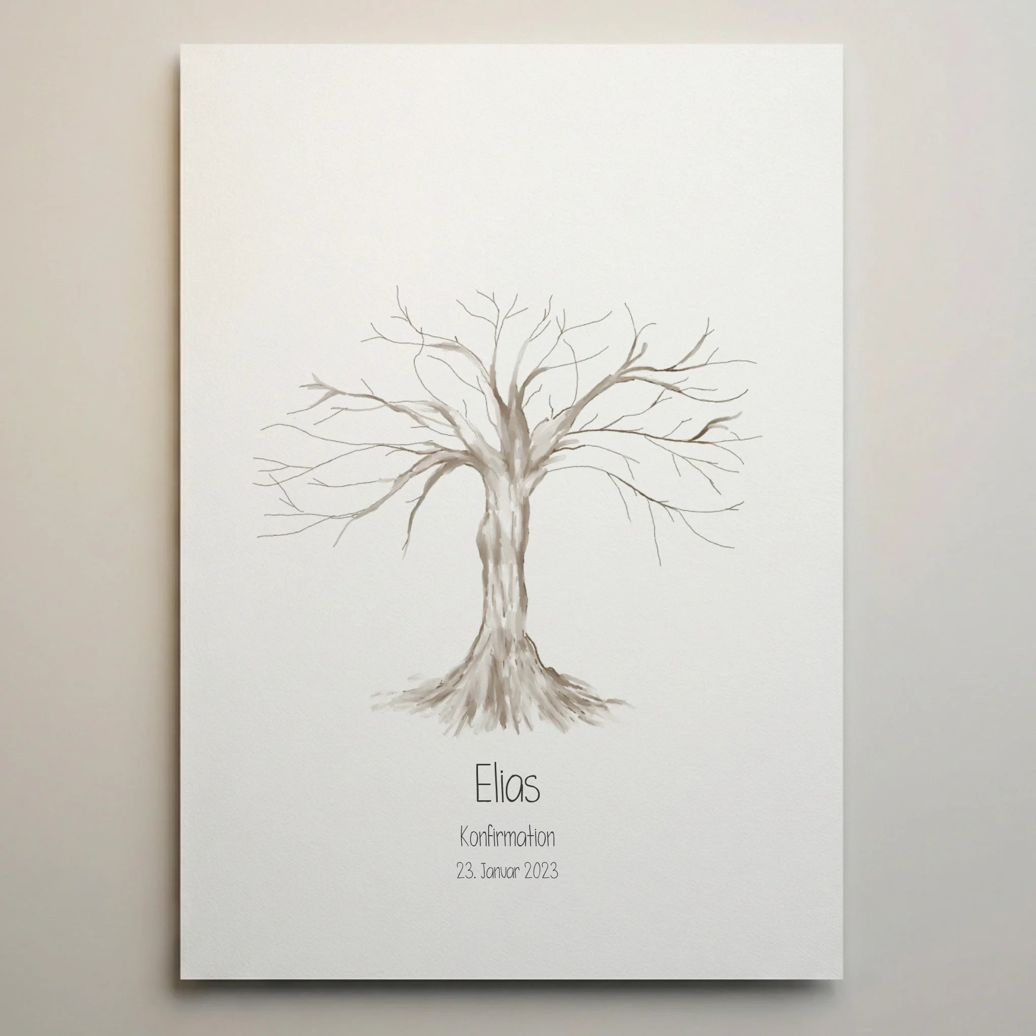Fingerabdruck Baum Gästebuch • Personalisiertes Poster für Kommunion, Konfirmation, Taufe oder Geburtstag • Erinnerung mit Name und Datum