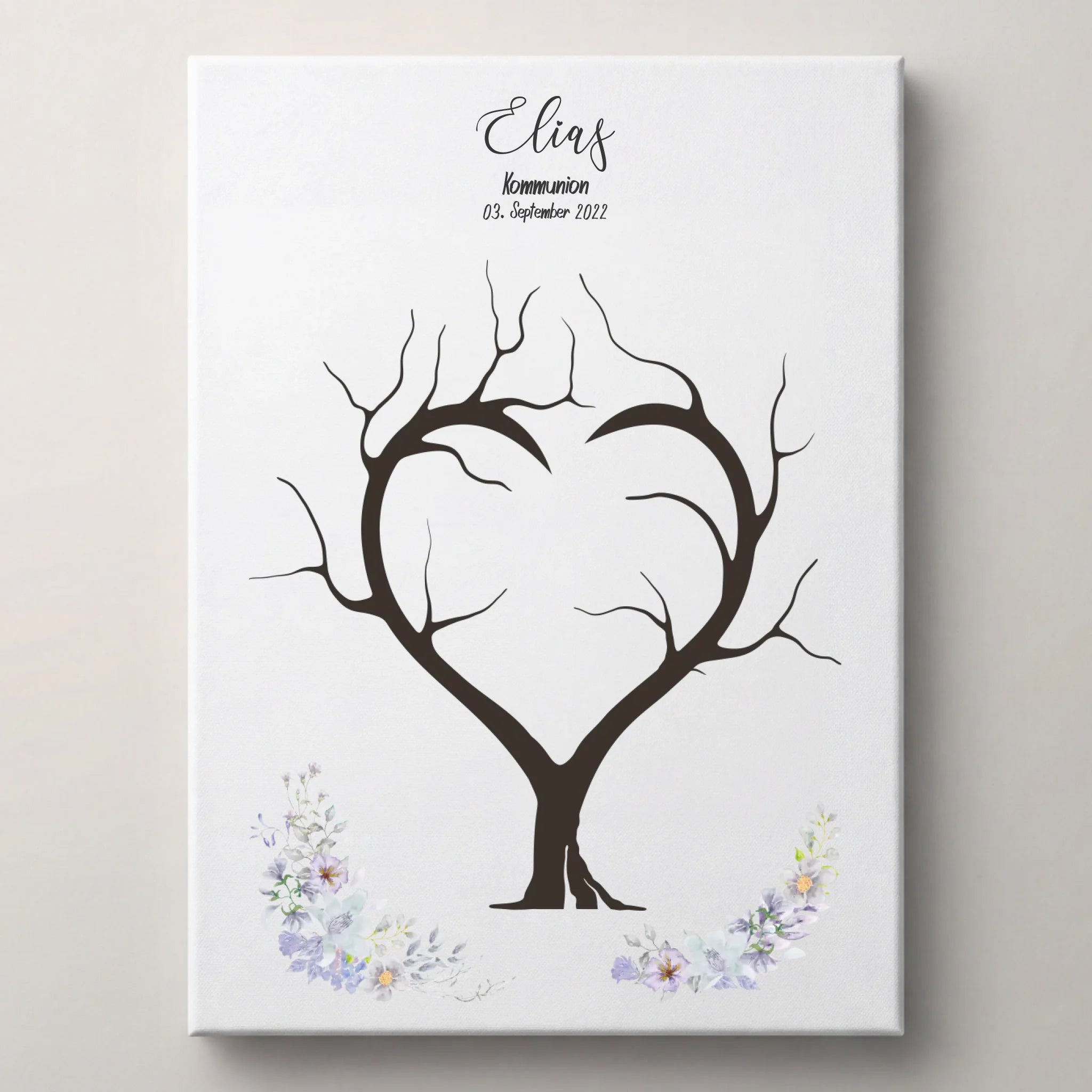 Fingerabdruck Herzbaum Gästebuch • Personalisiertes Poster zur Kommunion & Konfirmation • Liebevolle Erinnerung für Taufe und Familienfeiern