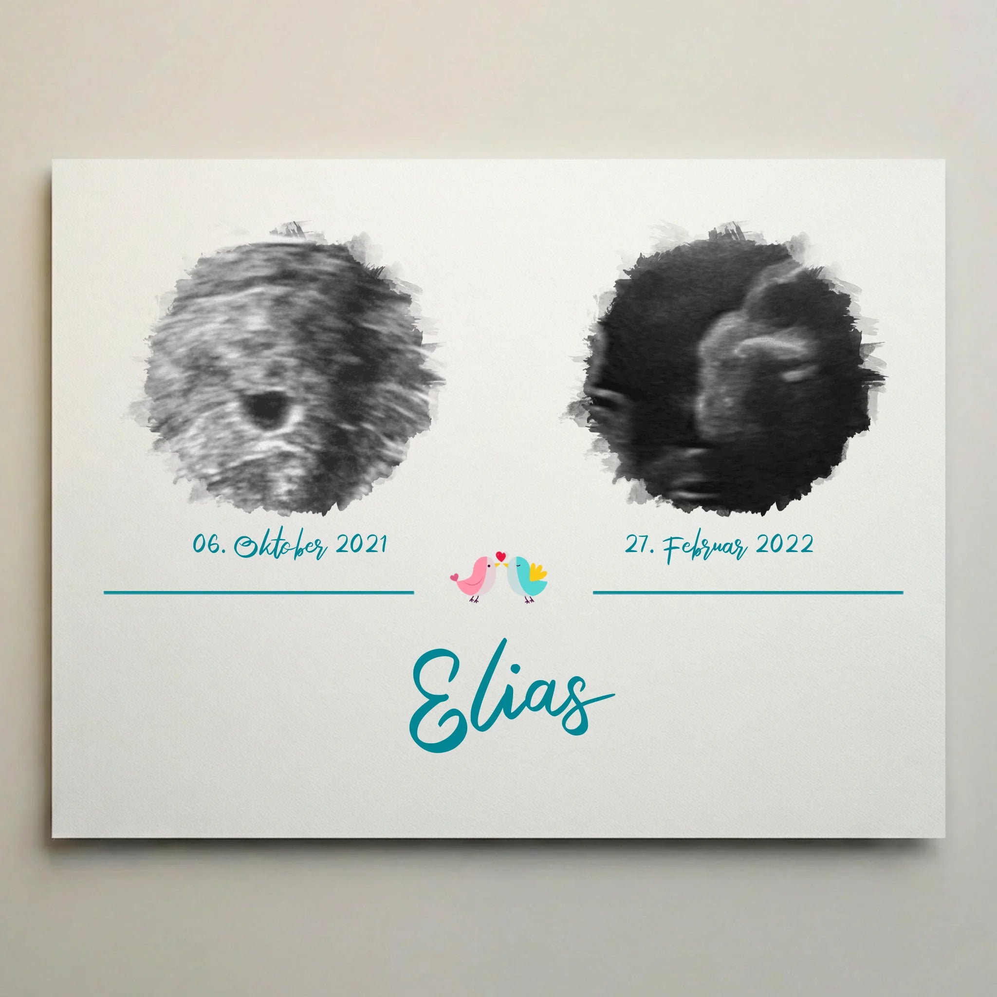 Ultraschallbild personalisiert zweifach für Junge oder Mädchen