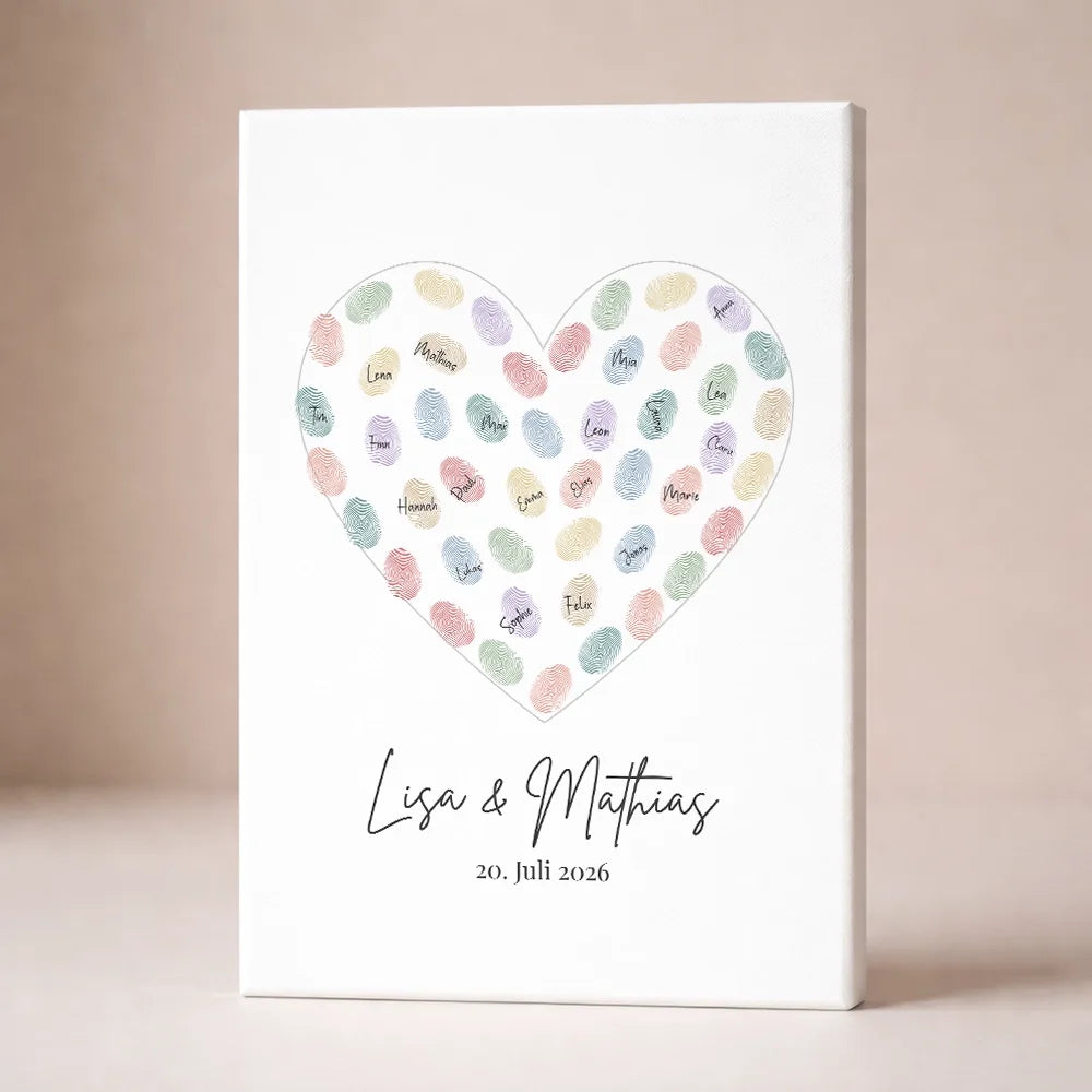 Fingerabdruck Gästebuch Hochzeit Herz – personalisierte Alternative zum klassischen Gästebuch
