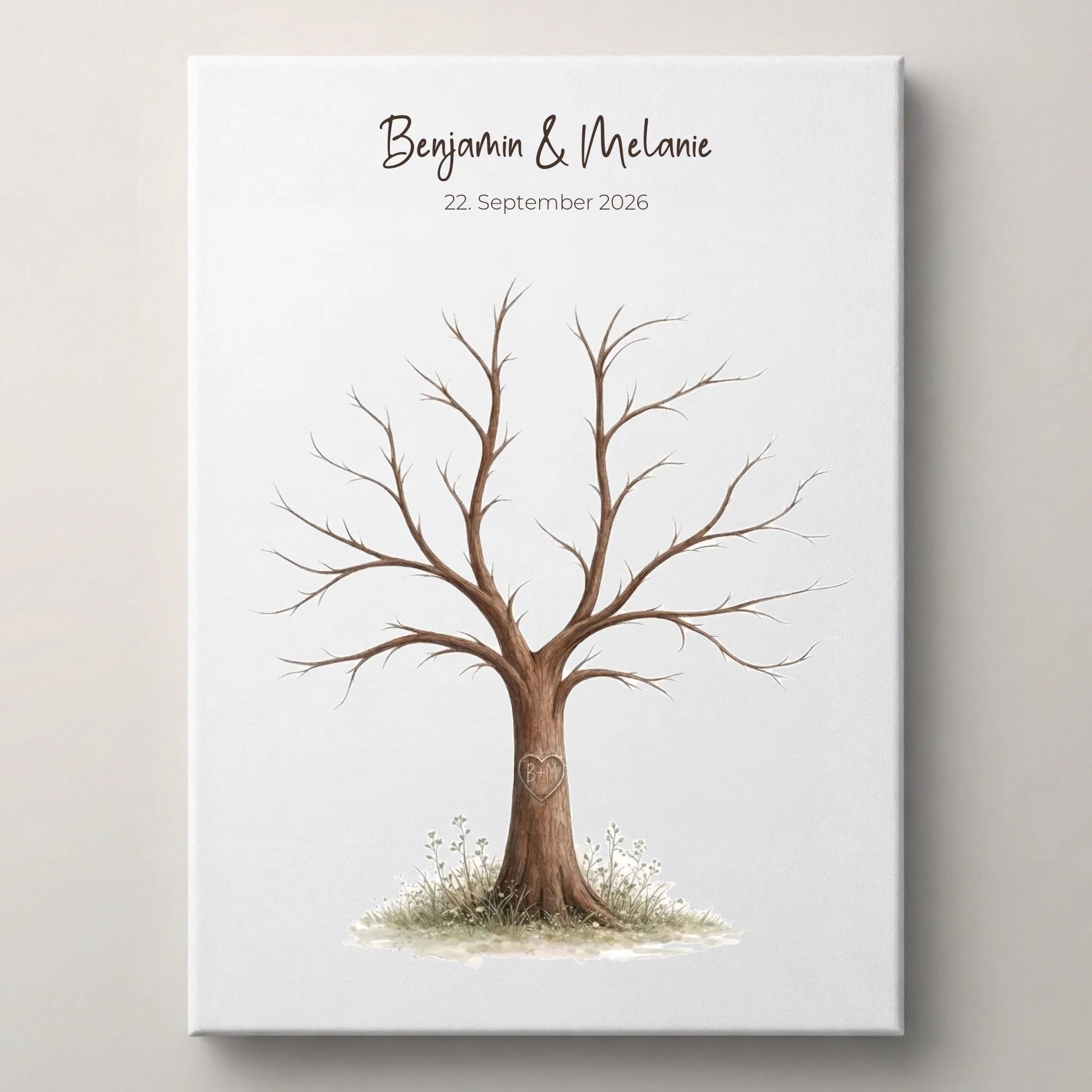 Fingerabdruck Baum Gästebuch zur Trauung • Personalisiertes Poster mit Namen & Datum • Erinnerung und Unterschriftenbaum