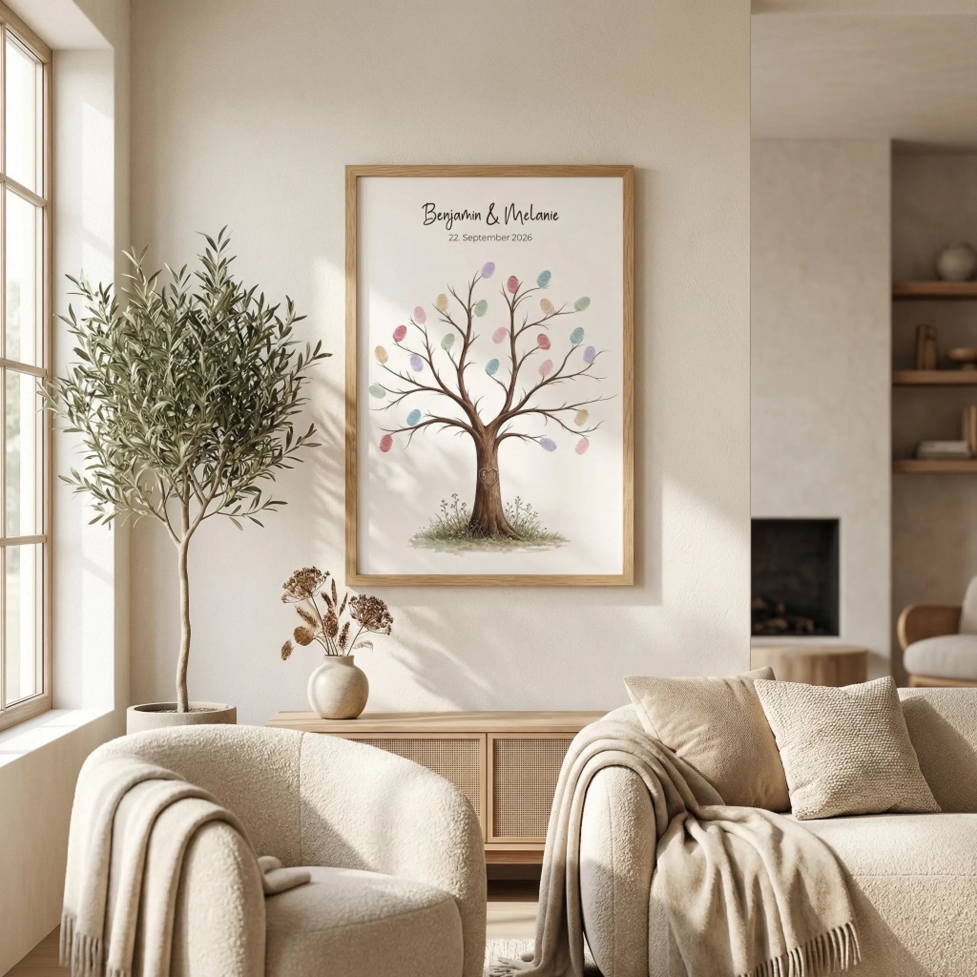 Fingerabdruck Baum Gästebuch zur Trauung von lovely Art, Leinwand, Personalisierte Gästebücher mit Namen und Datum