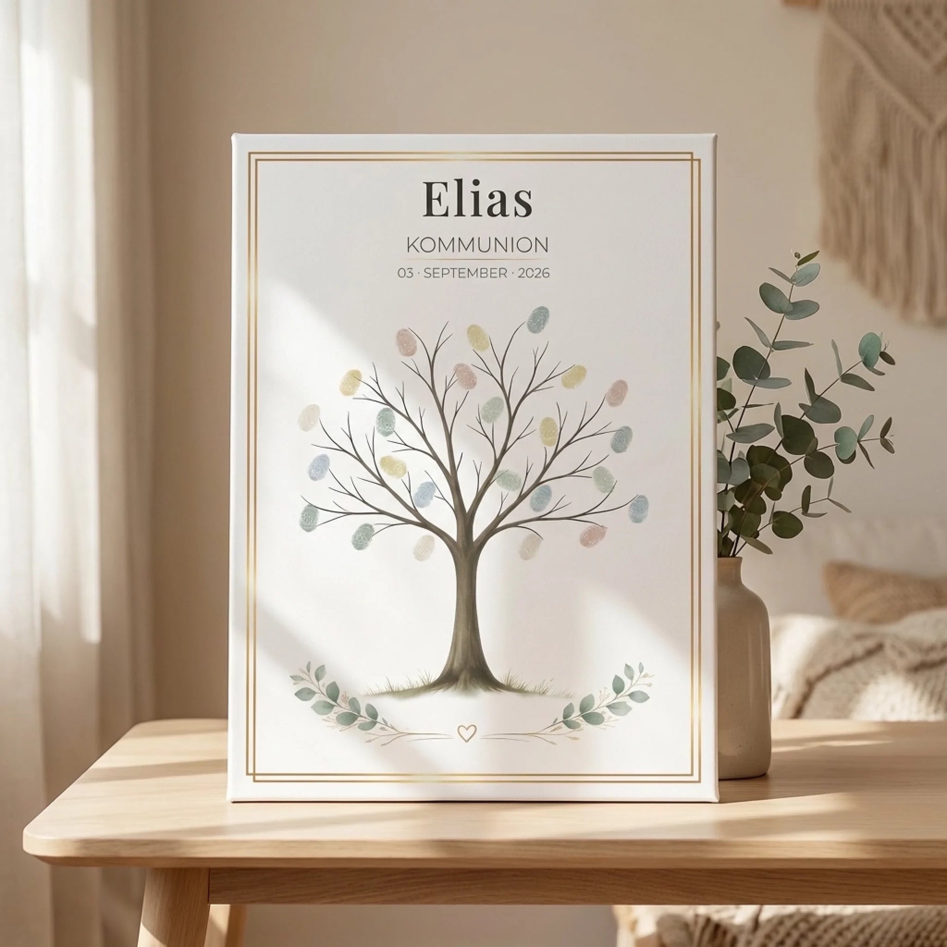 Gästebuch Hochzeit mit personalisierten Poster-Design, Name Elia, Kommunion und Datum 03 September 2026