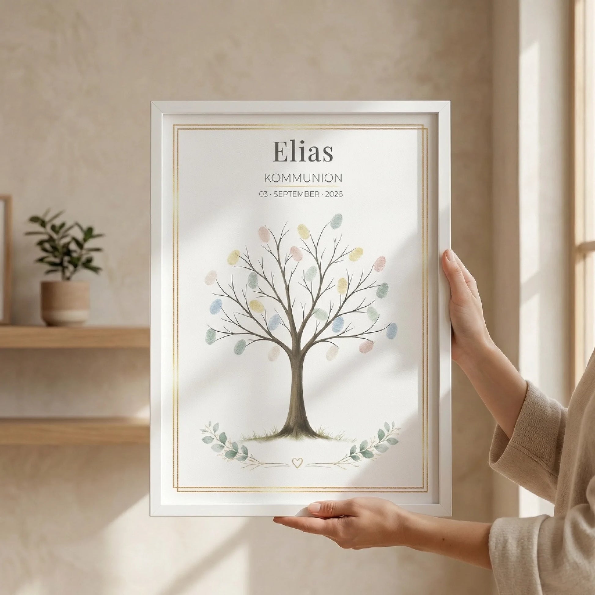 Personalisierte Poster mit Namen und Datum, Gästebuch Hochzeit, handgehaltenes Kommunionplakat - Feed