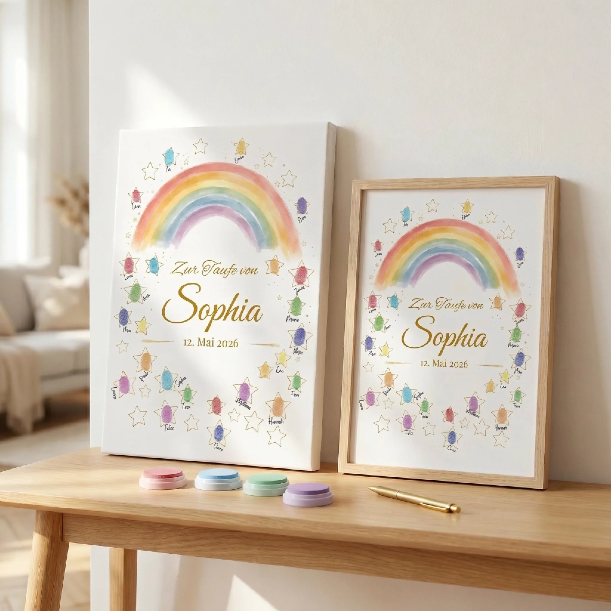 Fingerabdruck Gästebuch Taufe Regenbogen – individuell gestaltet