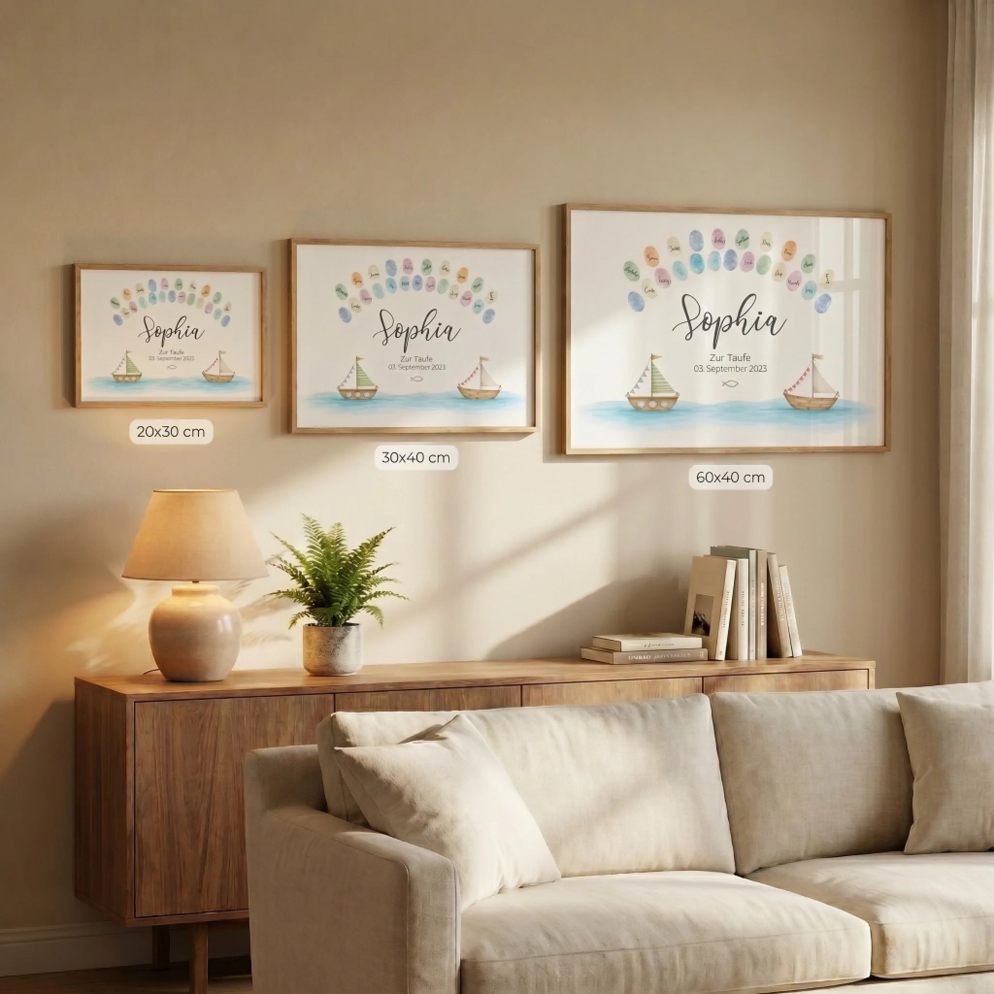 Gästebuch Hochzeit mit Fingerabdruck-Layout, maritimen Schiffsmotiven und personalisierten Poster-Designs auf Leinwand Feed