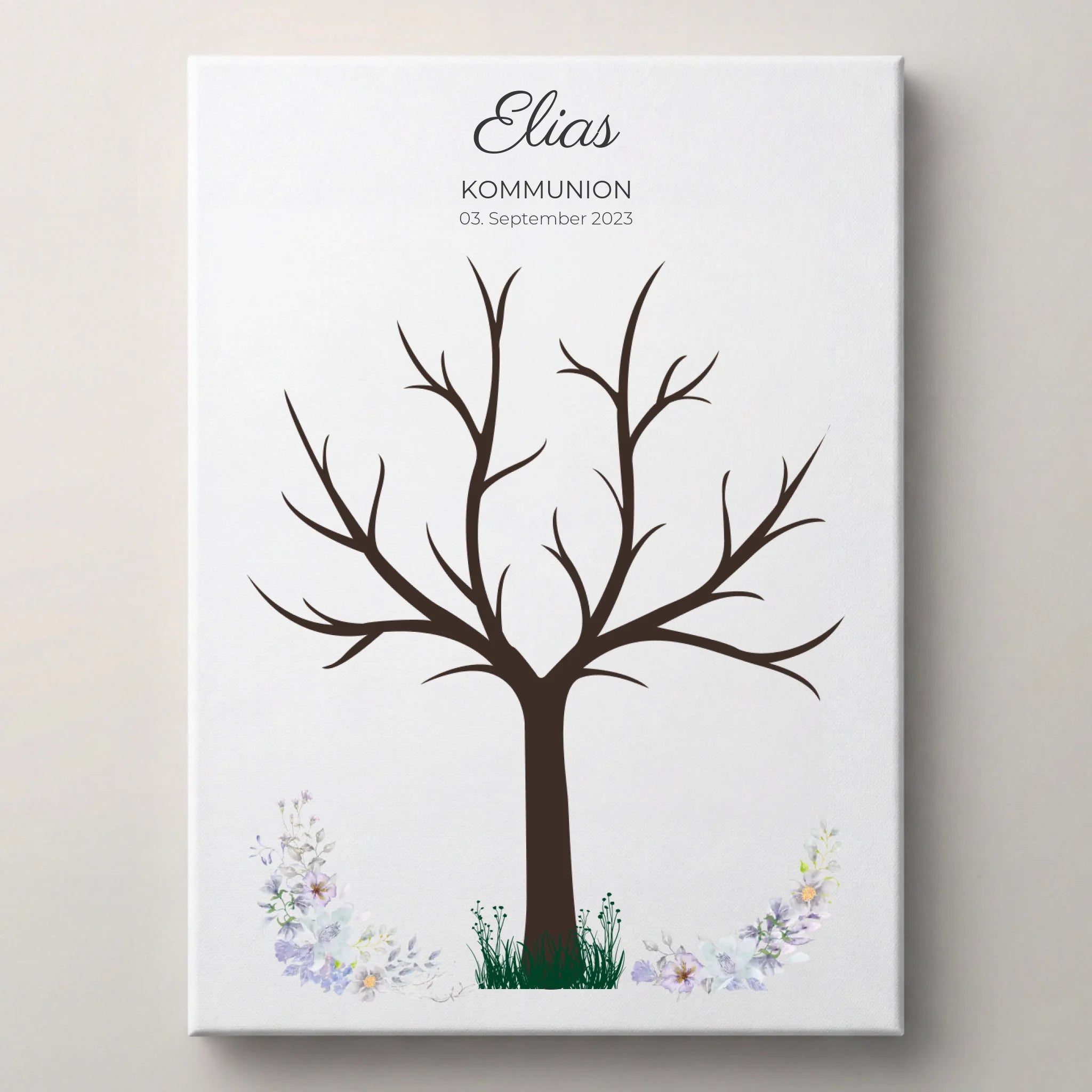 Fingerabdruck Baum Gästebuch zur Kommunion & Konfirmation • Personalisiertes Poster für Taufe • Erinnerung für Kinder und Familie