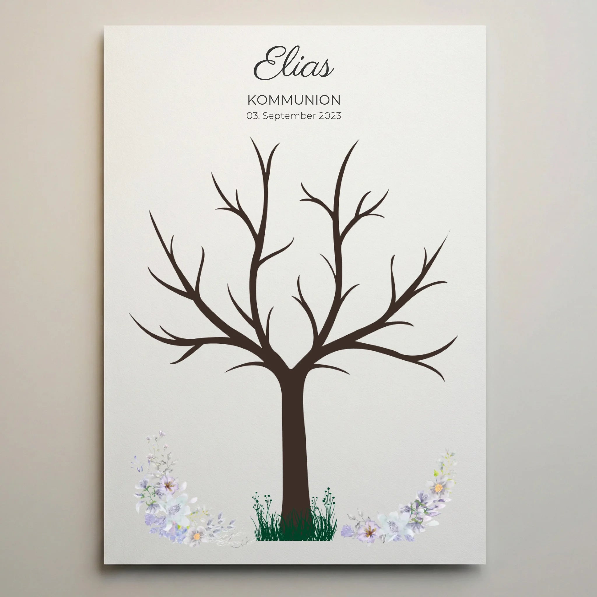 Fingerabdruck Baum Gästebuch zur Kommunion & Konfirmation • Personalisiertes Poster für Taufe • Erinnerung für Kinder und Familie