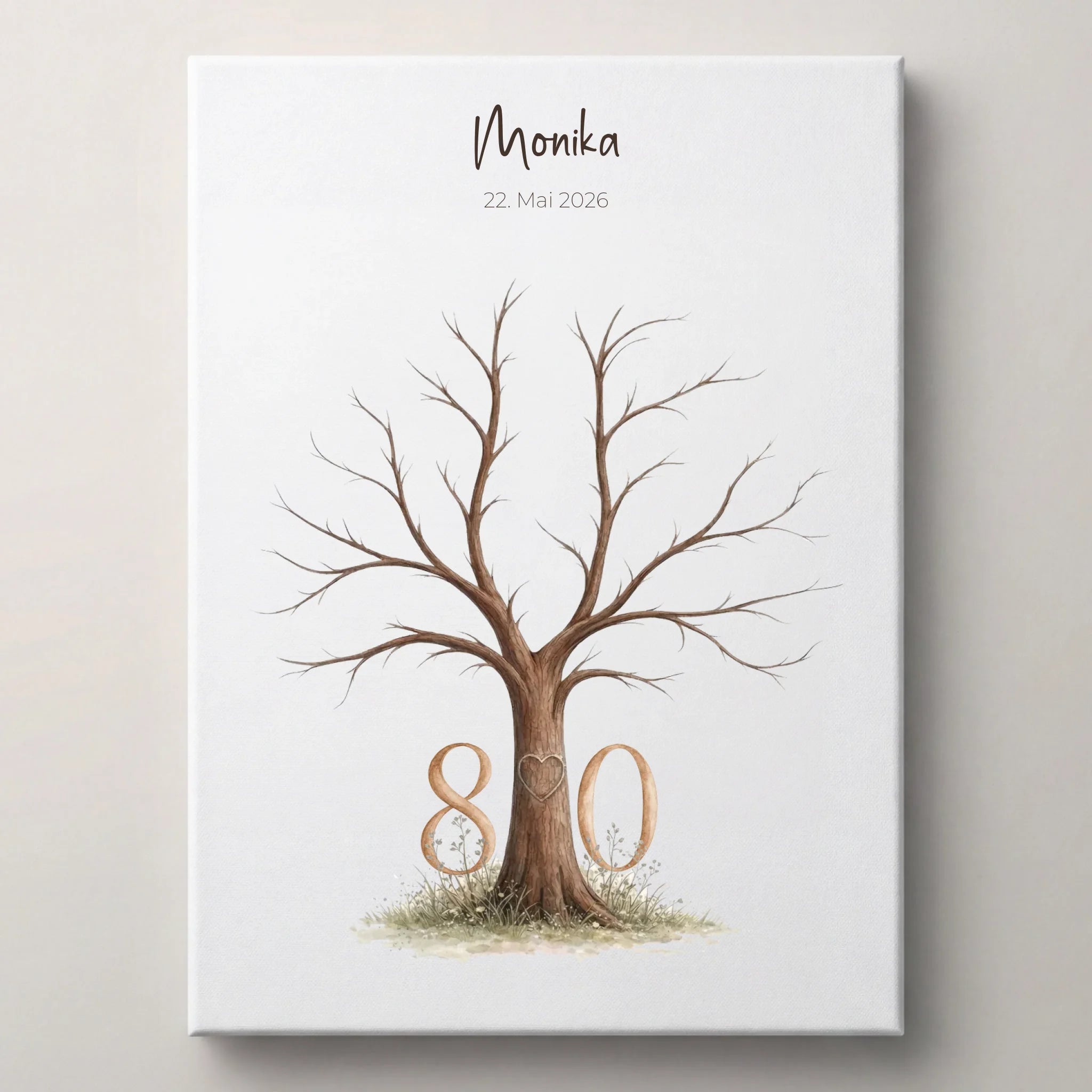 Personalisierte Gästebücher als Poster mit Namen und Datum, Fingerabdruck Gästebuch auf weißer Leinwand