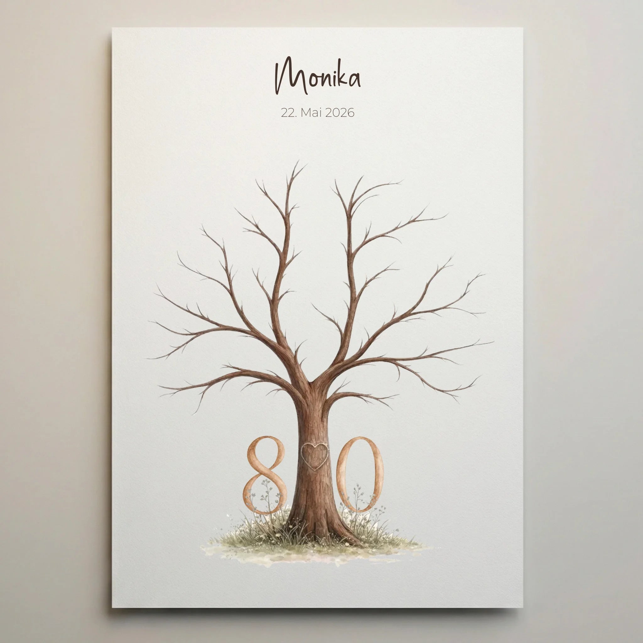 Personalisierte Gästebücher auf Leinwand mit Fingerabdruck Gästebuch Motiv, rundem Baum und Datum