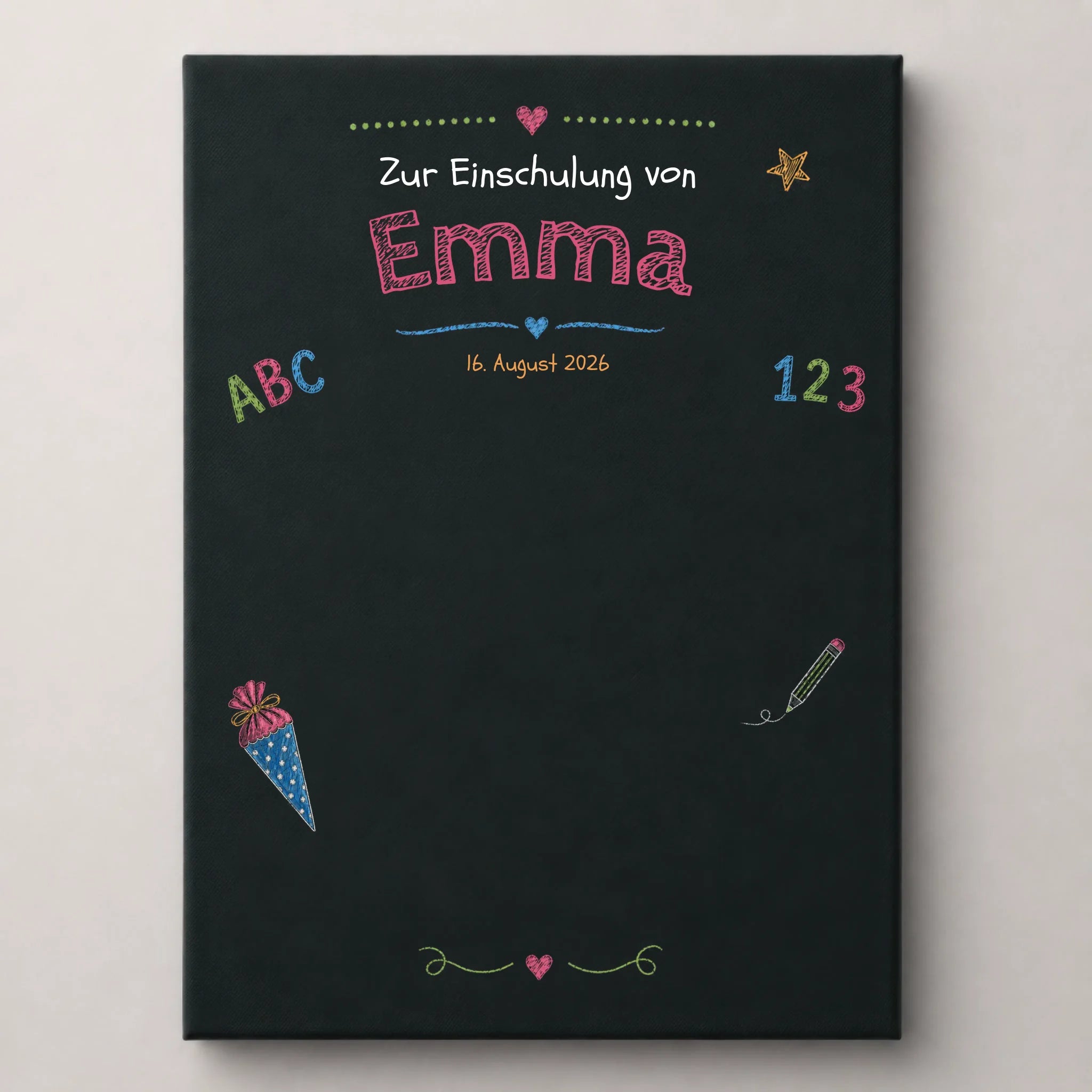 Personalisiertes Gästebuch zur Einschulung – Tafel Poster zum Schulanfang mit Namen & Datum