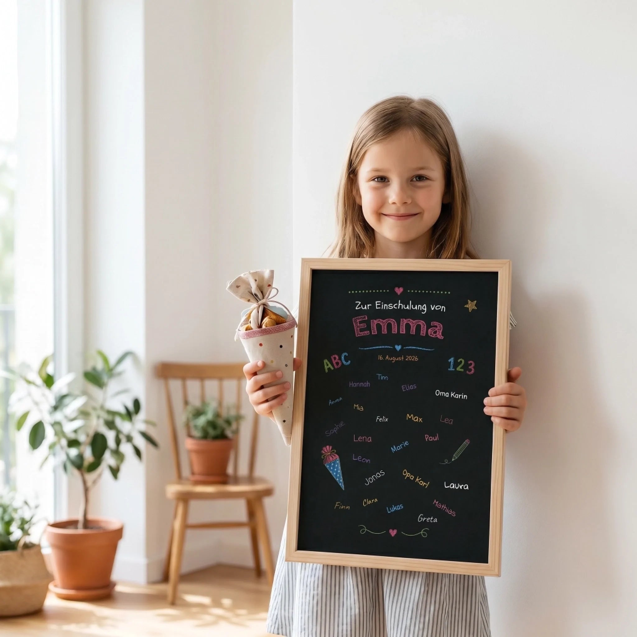 Personalisiertes Gästebuch zur Einschulung – Tafel Poster zum Schulanfang mit Namen & Datum