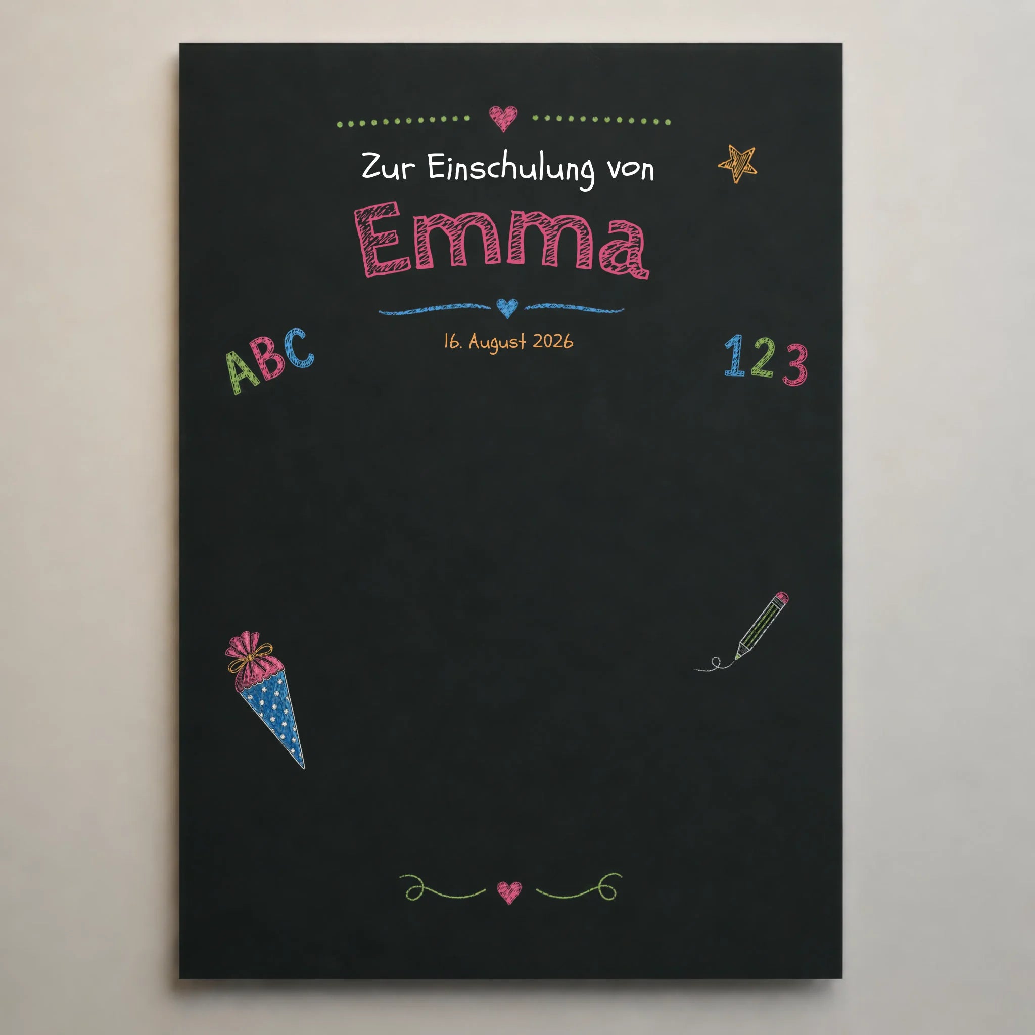 Personalisiertes Gästebuch zur Einschulung – Tafel Poster zum Schulanfang mit Namen & Datum
