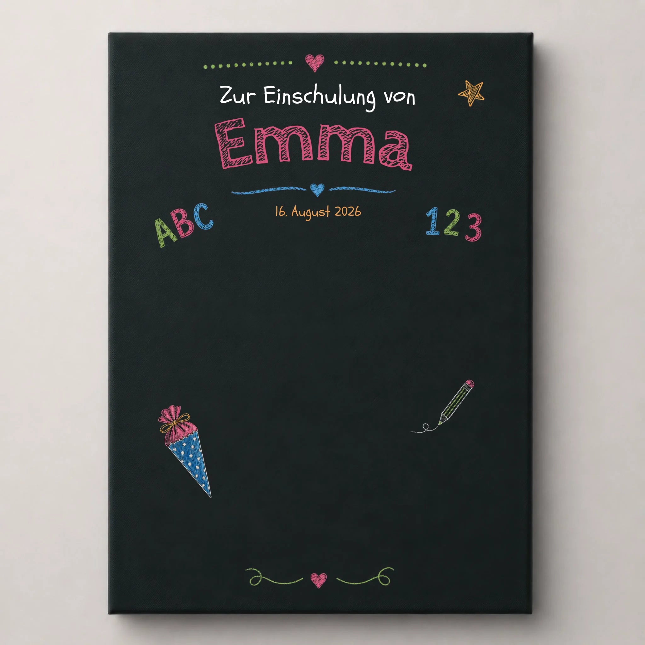 Personalisiertes Gästebuch zur Einschulung – Tafel Poster zum Schulanfang mit Namen & Datum