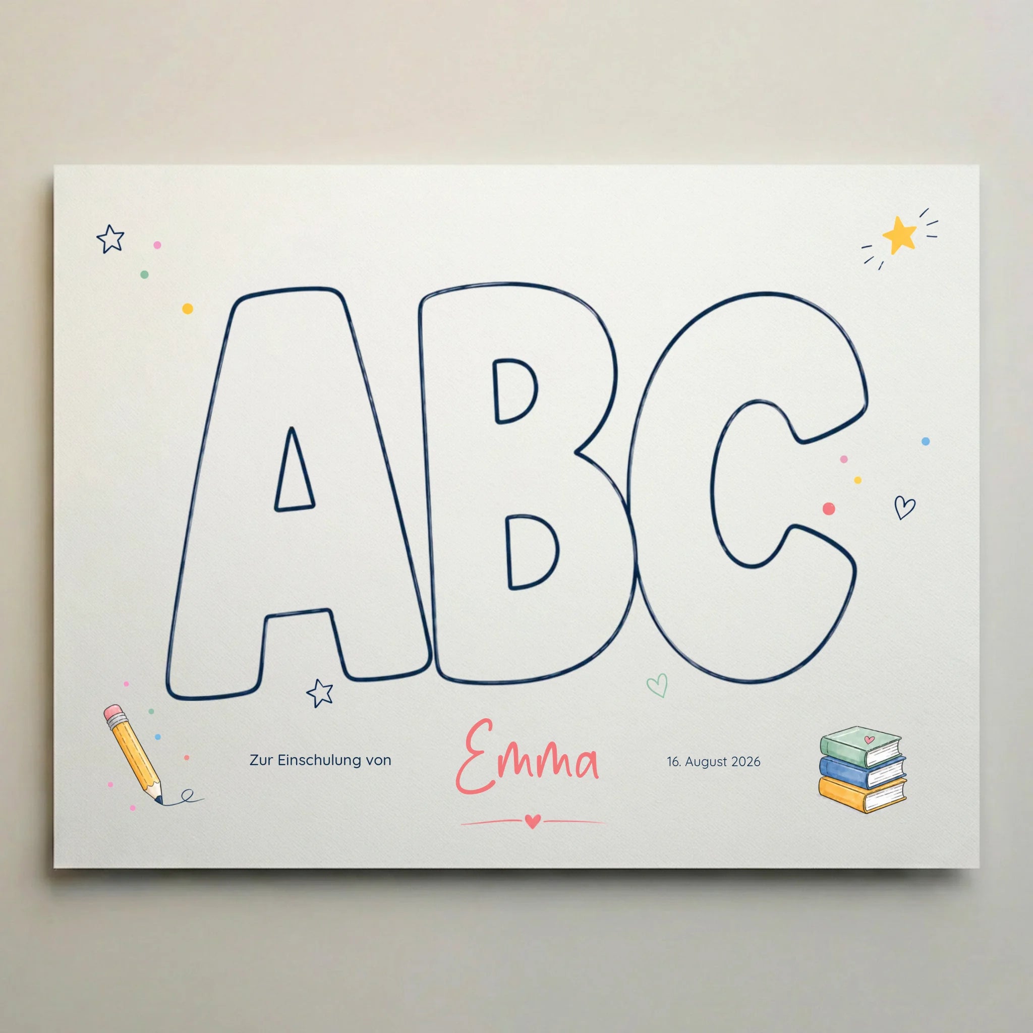 Personalisiertes Fingerabdruck Gästebuch zur Einschulung – ABC Poster zum Schulanfang mit Name & Datum