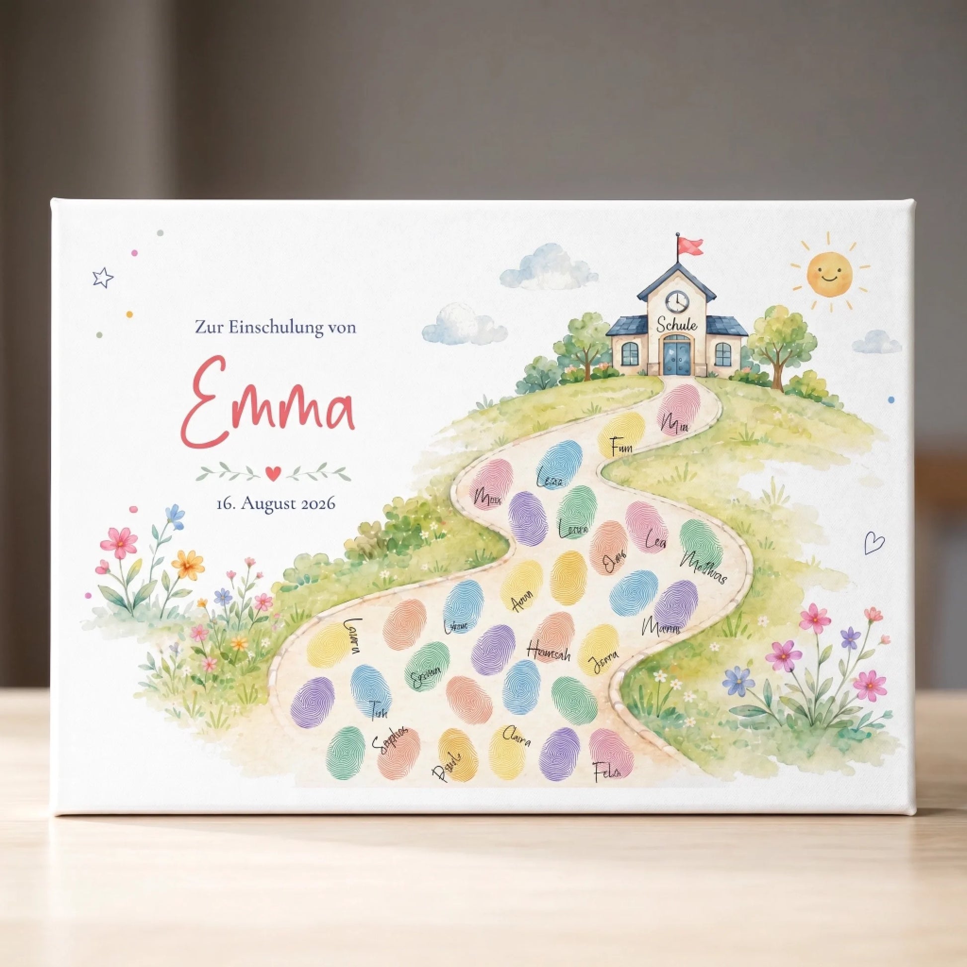 Gästebuch Hochzeit mit Fingerabdruck-Design, personalisierte Poster und Poster mit Namen und Datum