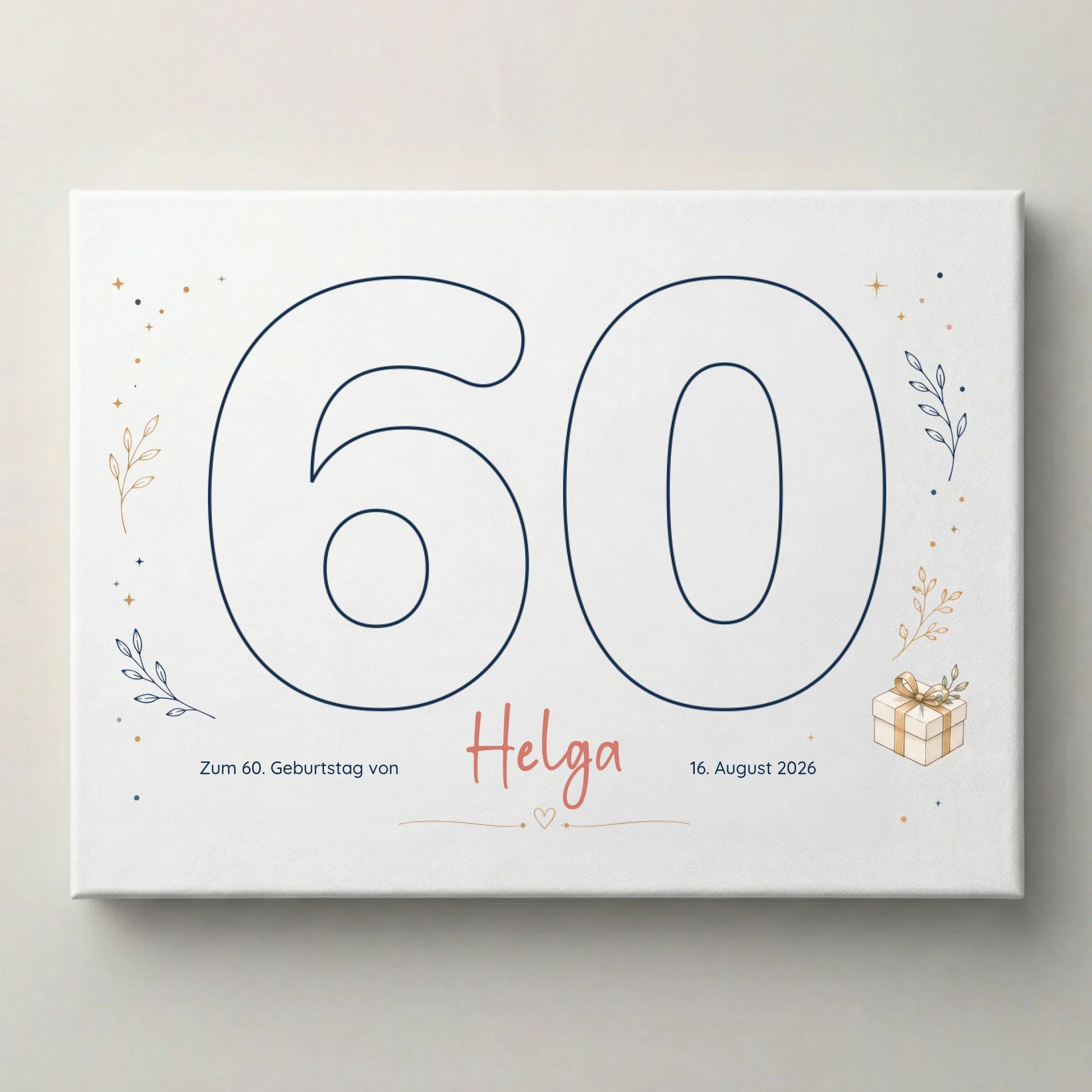 Personalisierte Gästebücher als Fingerabdruck Gästebuch für 60. Geburtstag mit Namen und Datum auf Leinwand