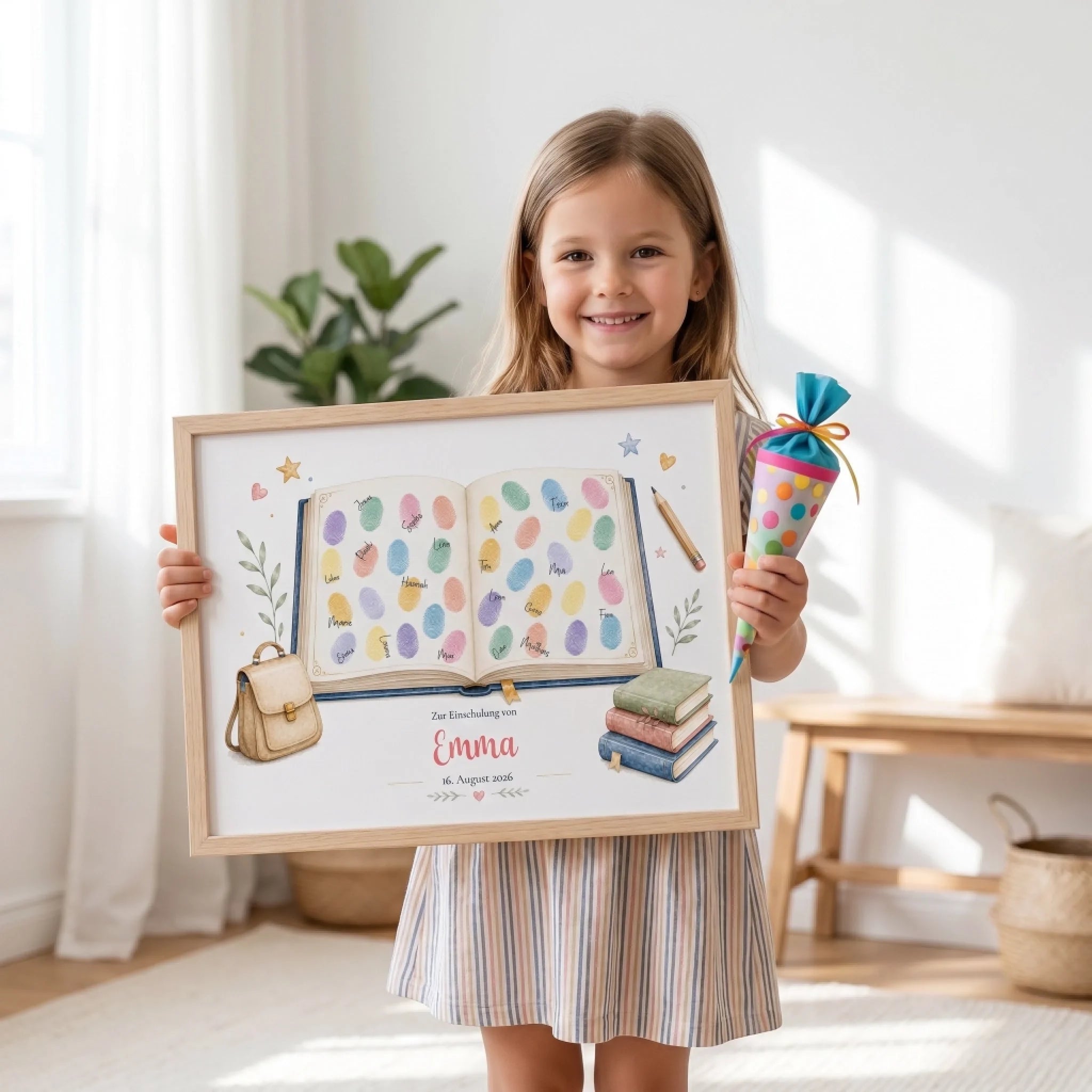 Gästebuch Hochzeit auf Leinwand mit offenem Buch Motiv, personalisiertes Fingerabdruck Gästebuch für Einschulung Feed