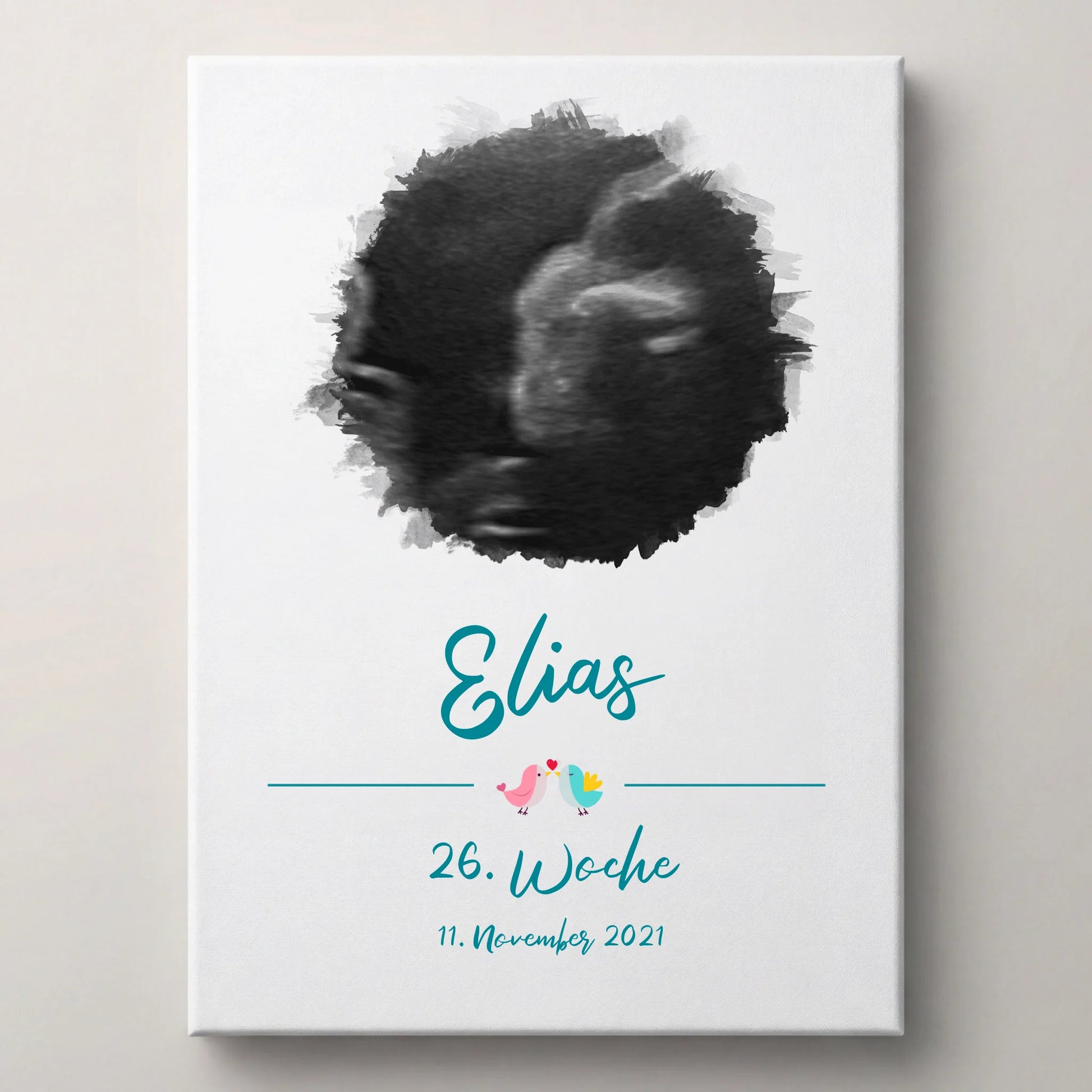Ultraschallbild personalisiert für Junge oder Mädchen von lovely Art als Poster ohne Rahmen, schwarzweißes Ultraschallfoto