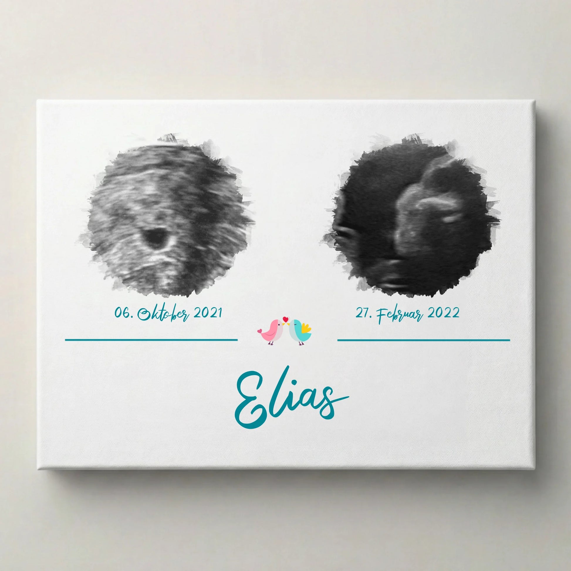 Ultraschallbild personalisiert zweifach für Junge oder Mädchen von lovely Art als Poster ohne Rahmen