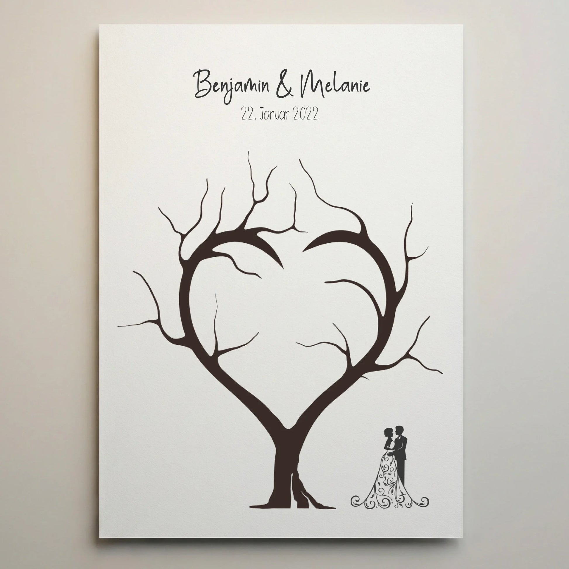 Fingerabdruck Herzbaum Hochzeit von lovely Art, personalisierte Gästebücher Poster mit Namen und Datum