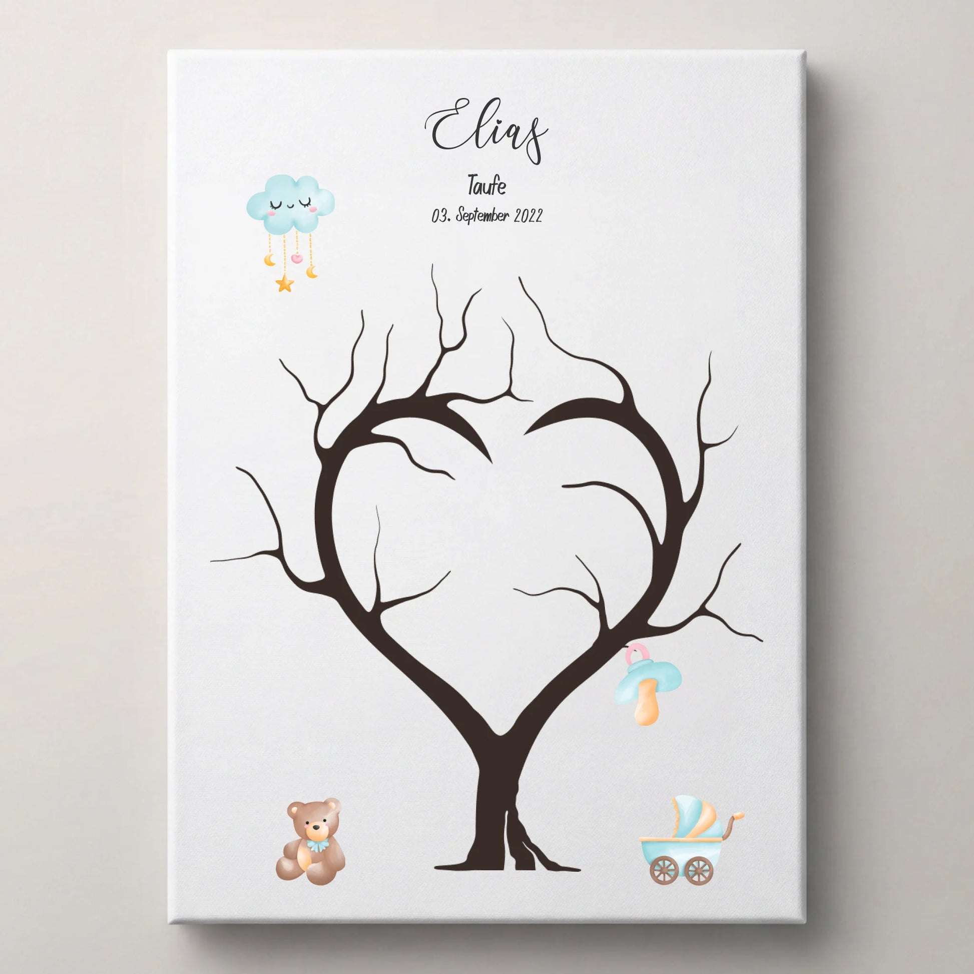 Fingerabdruck Herzbaum zur Taufe von lovely Art als Gästebuch Hochzeit mit personalisierten Taufposter Motiven