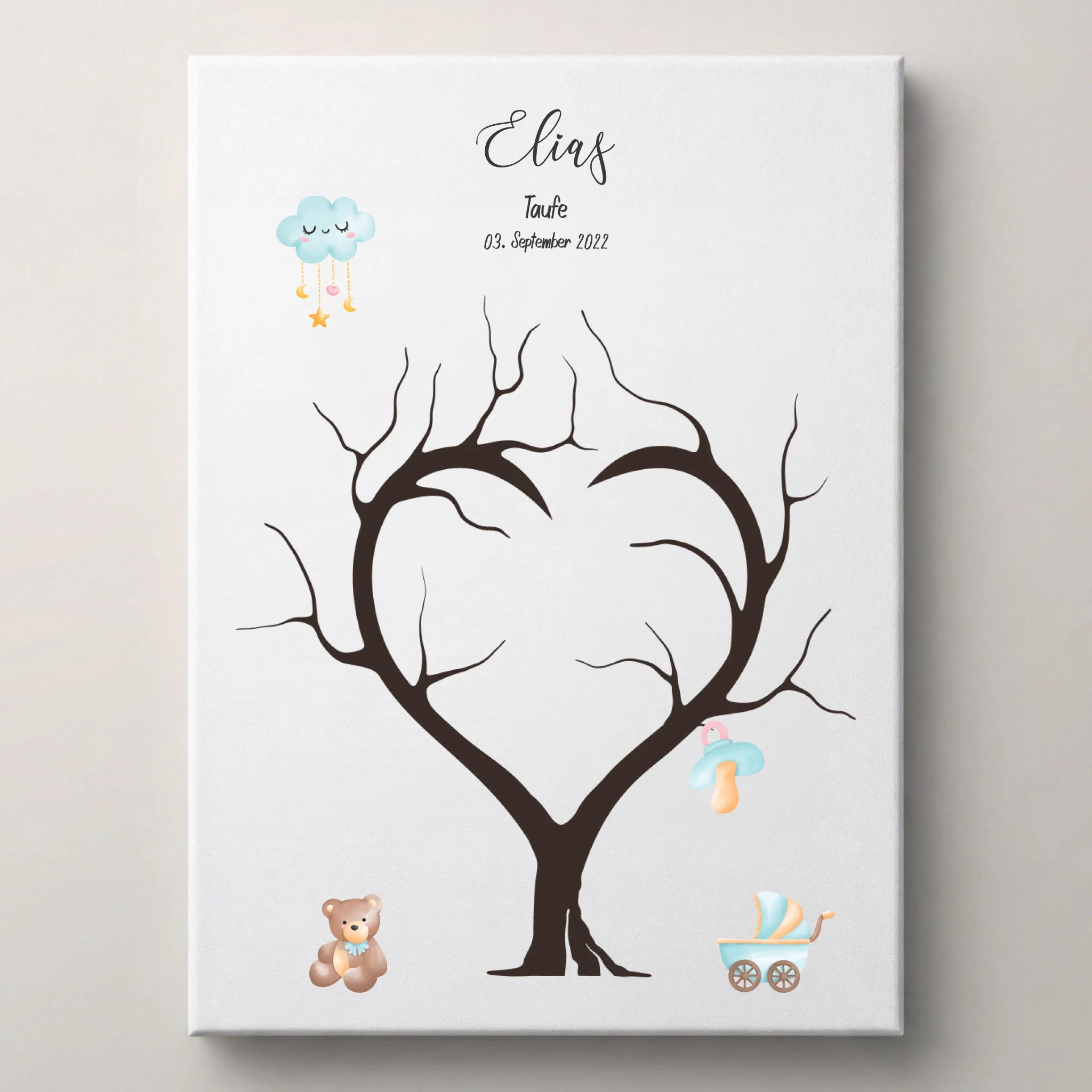 Fingerabdruck Herzbaum zur Taufe von lovely Art als Gästebuch Hochzeit mit personalisierten Taufposter Motiven