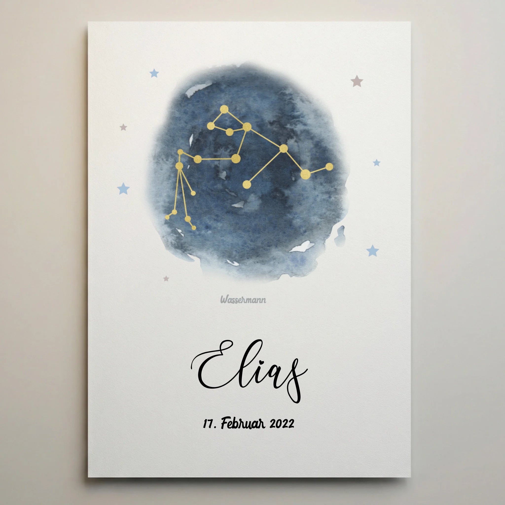 Personalisiertes Sternzeichen Bild zur Geburt von lovely Art, Sternbild Poster mit Name und Datum, Poster ohne Rahmen