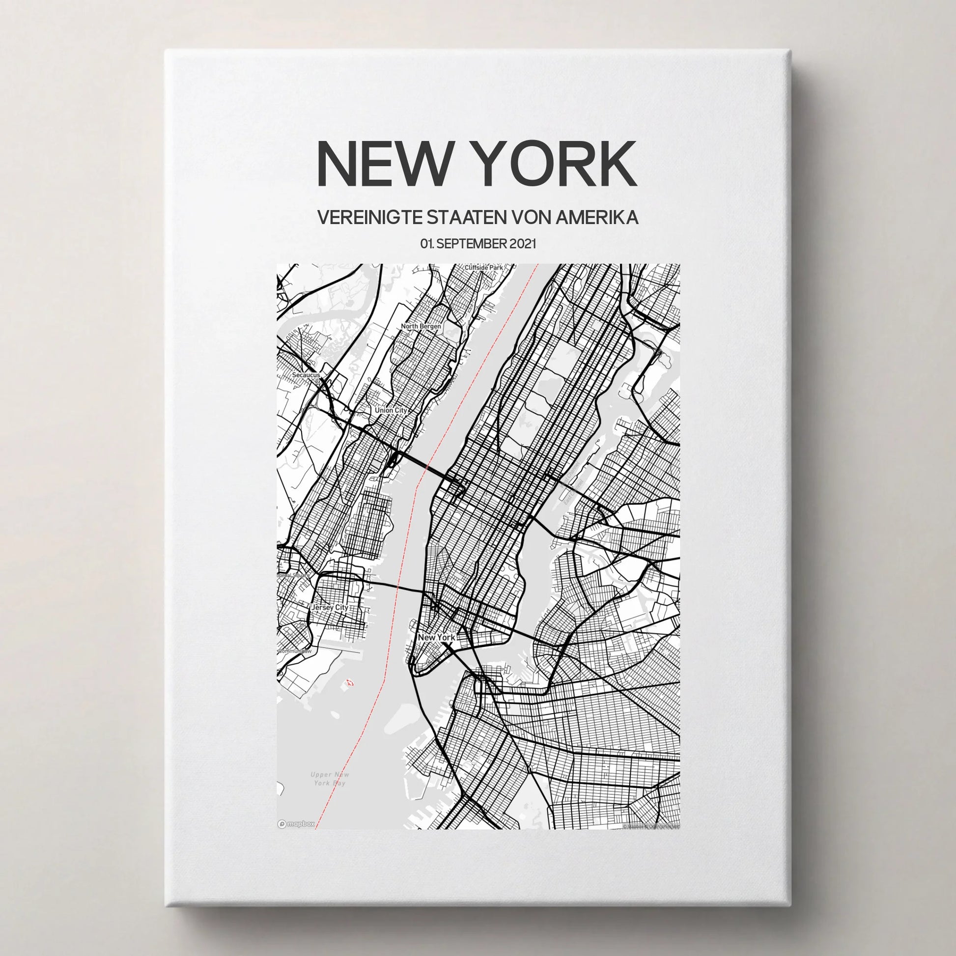 Personalisierter Stadtplan als Poster von lovely Art als Poster ohne Rahmen, New York mit Datum