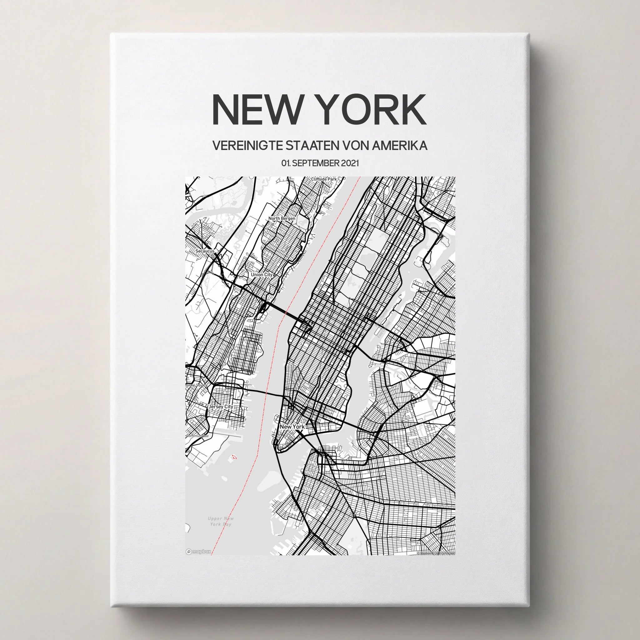 Personalisierter Stadtplan als Poster von lovely Art als Poster ohne Rahmen, New York mit Datum