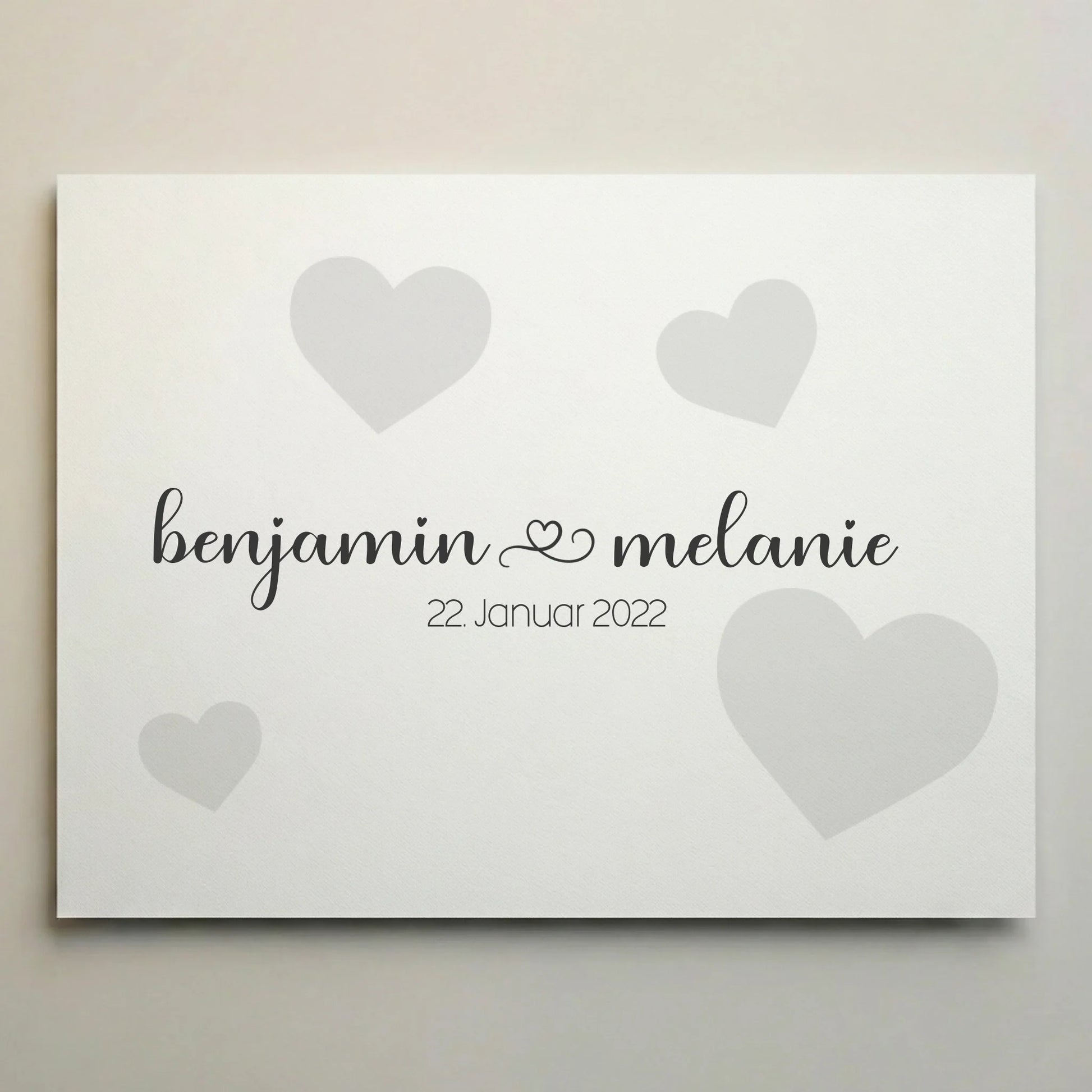 Personalisiertes Hochzeitsposter mit Namen und Datum von lovely Art als Poster ohne Rahmen, mit Herz-Clipart
