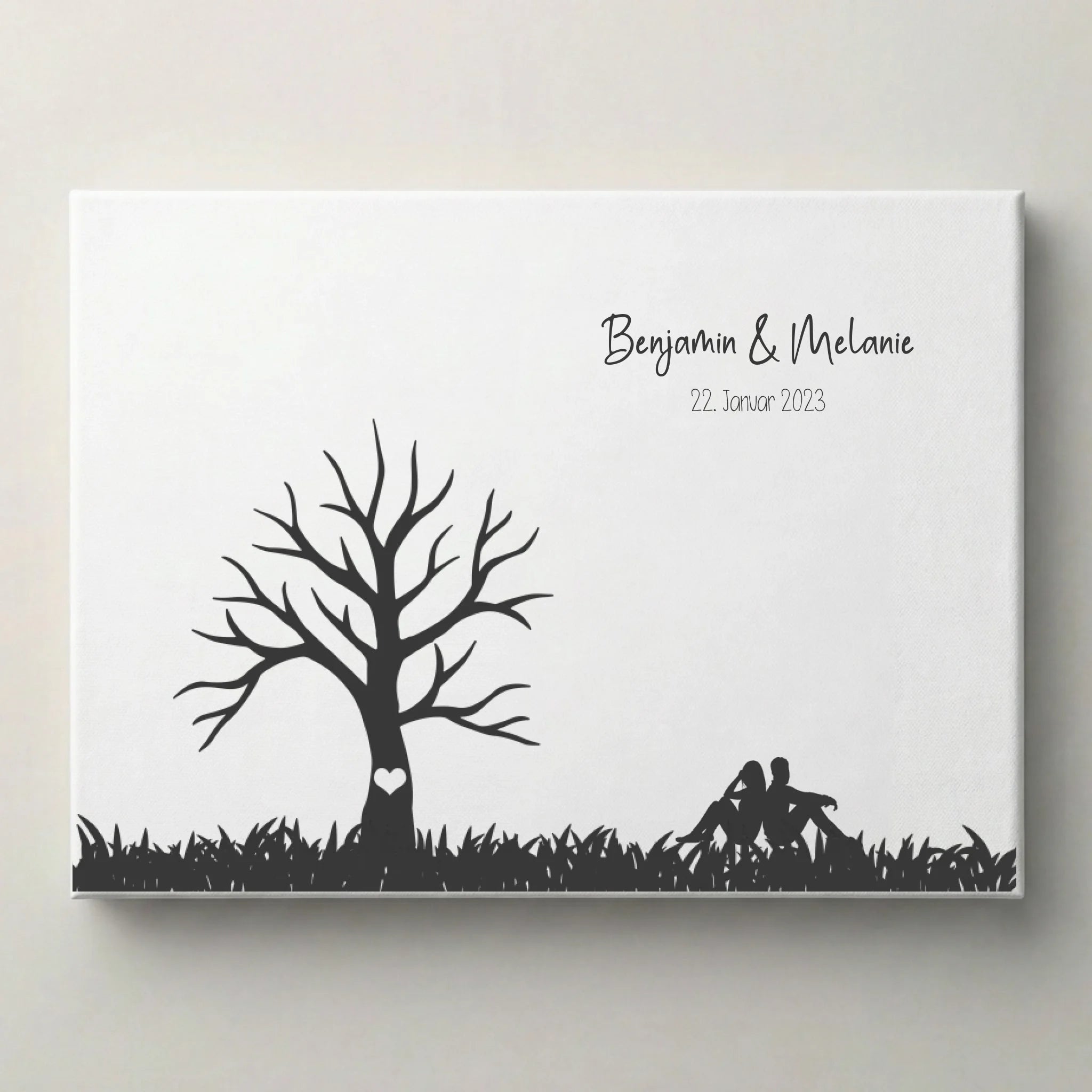Personalisierter Fingerabdruck Baum Hochzeitsgästebuch Poster mit Brautpaar von lovely Art, Poster ohne Rahmen