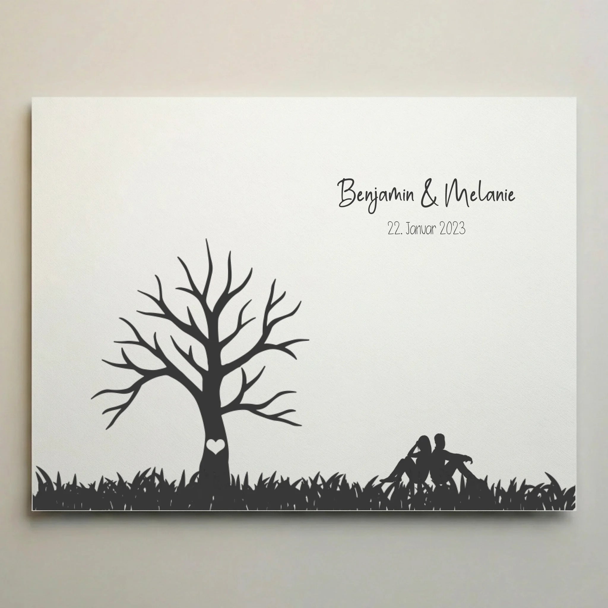 Personalisierter Fingerabdruck Baum Hochzeitsgästebuch Poster mit Brautpaar von lovely Art als Poster ohne Rahmen
