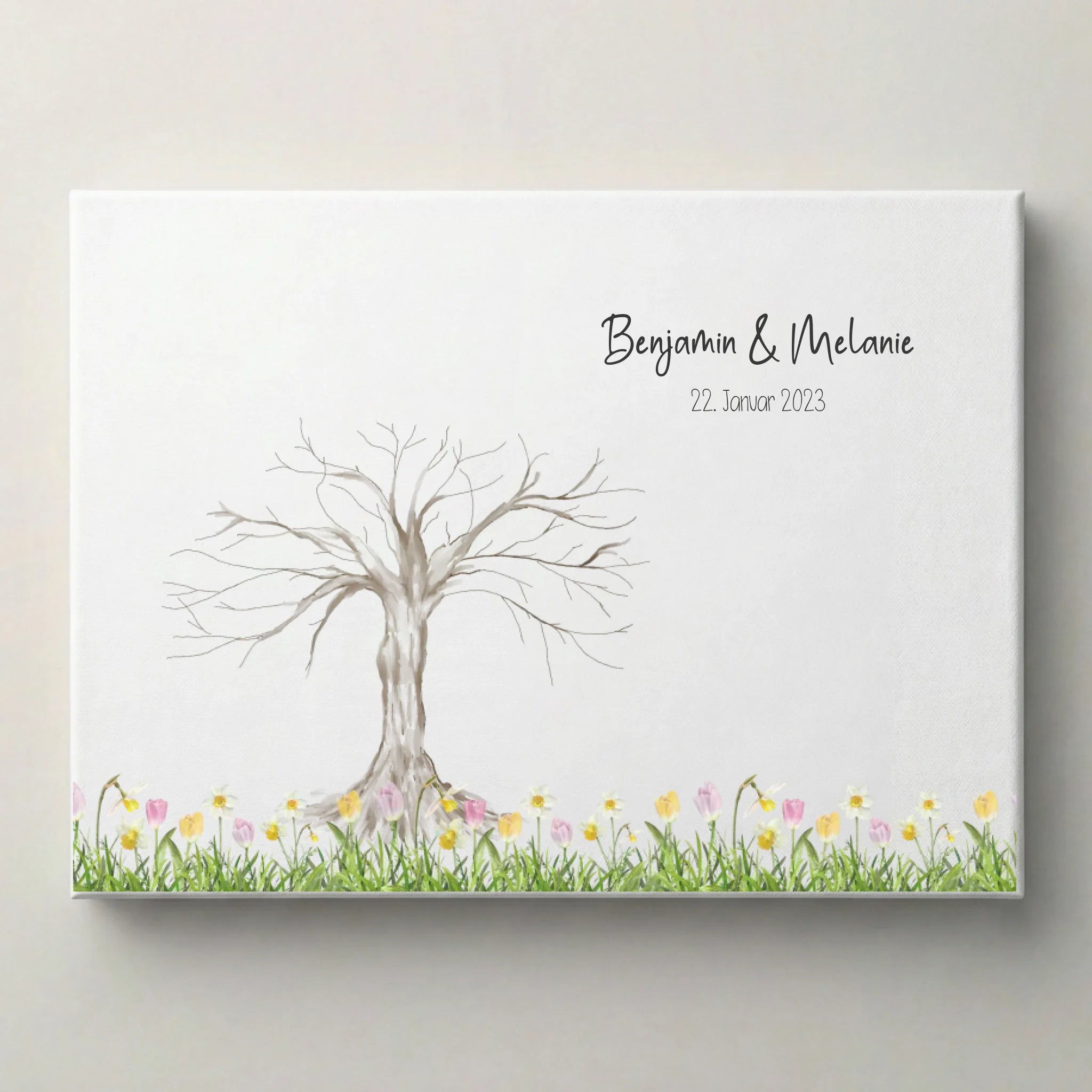 Fingerabdruck Baum zur Hochzeit von lovely Art als personalisiertes Fingerabdruck Gästebuch Poster im Querformat
