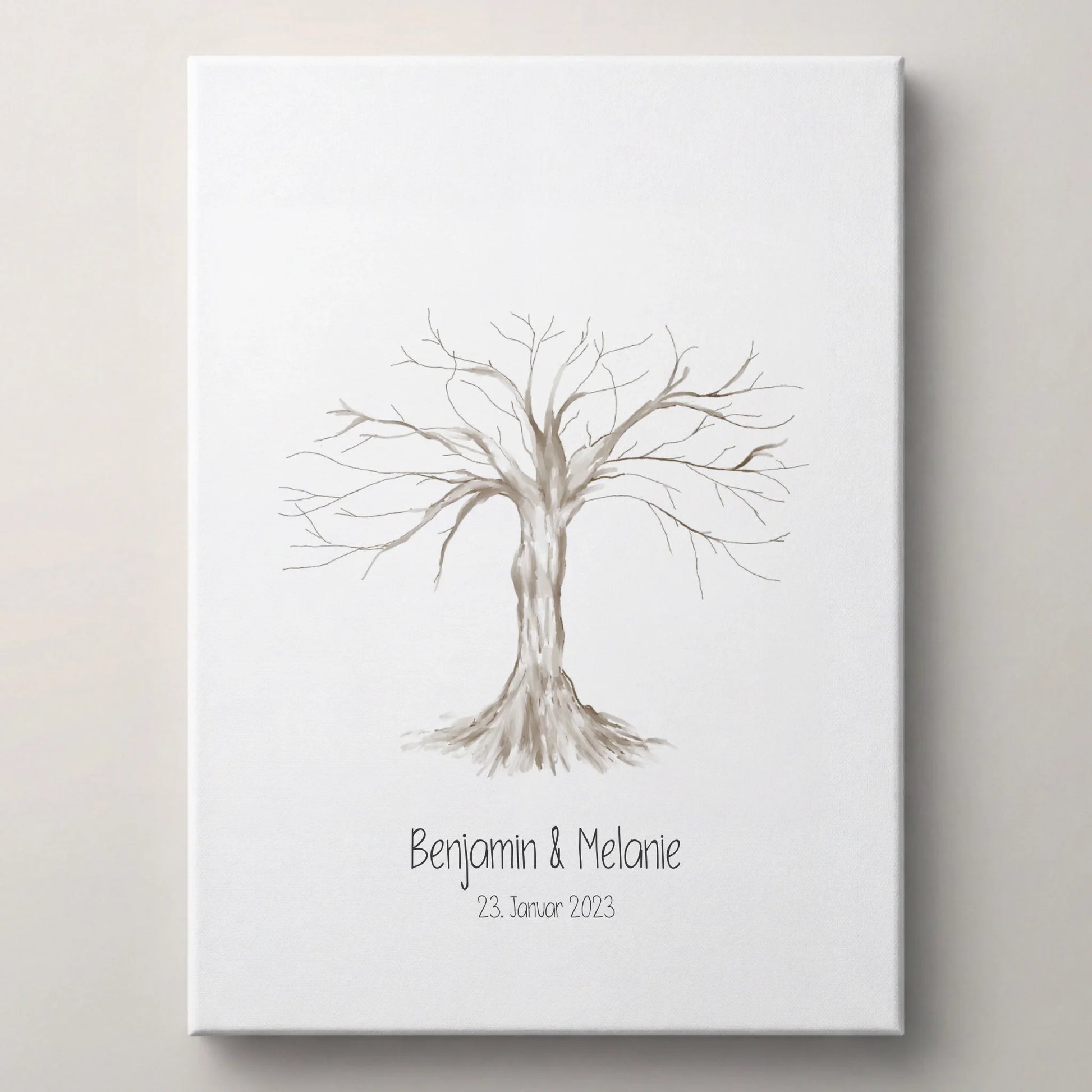Fingerabdruck Baum zur Hochzeit von lovely Art auf Leinwand mit Personalisierte Gästebücher und Namen und Datum