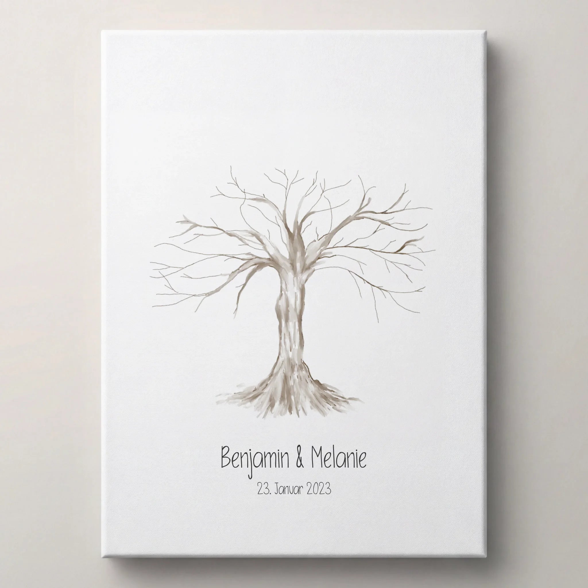 Fingerabdruck Baum zur Hochzeit von lovely Art auf Leinwand mit Personalisierte Gästebücher und Namen und Datum