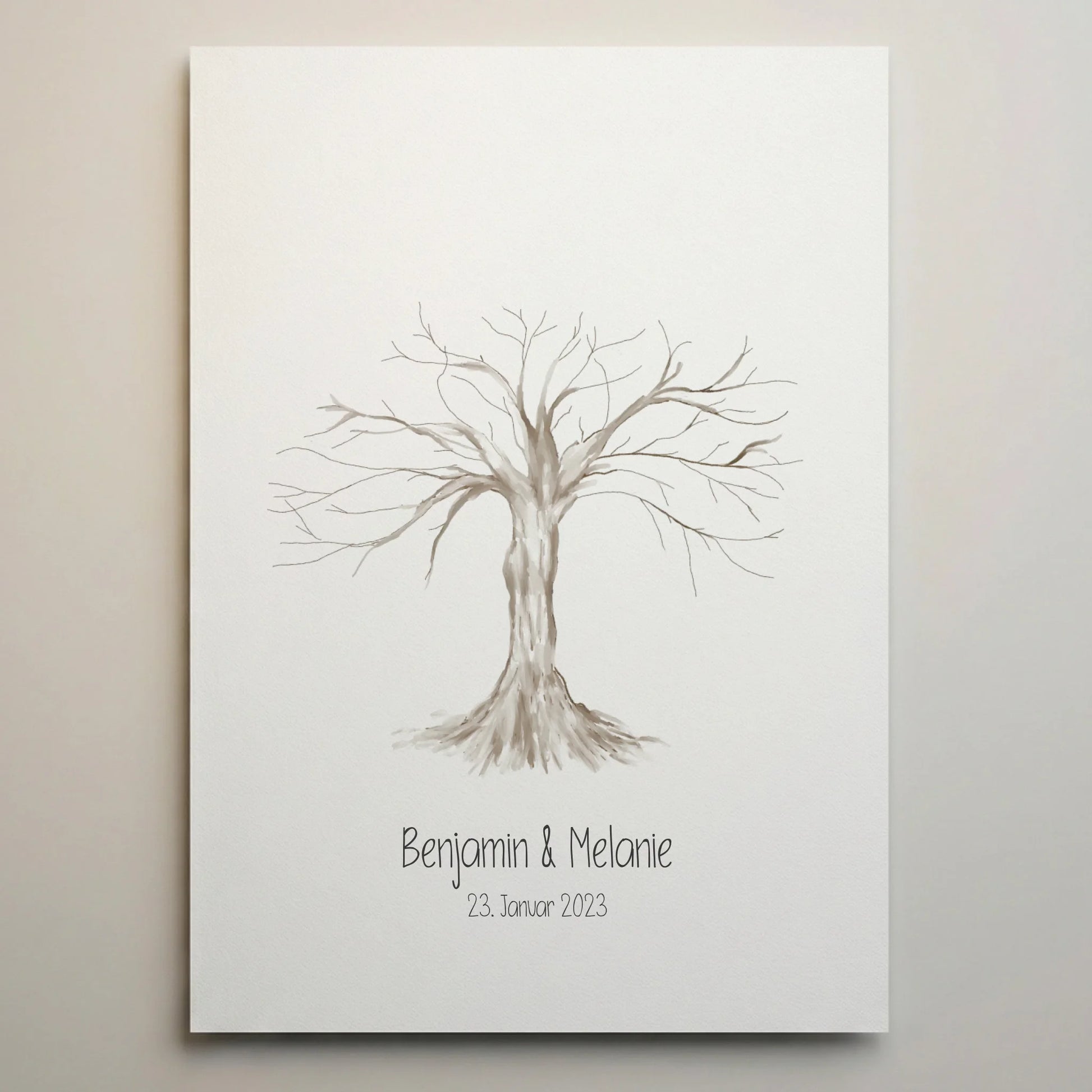 Fingerabdruck Baum zur Hochzeit von lovely Art, Leinwand mit personalisiertem Gästebuch und Namen und Datum