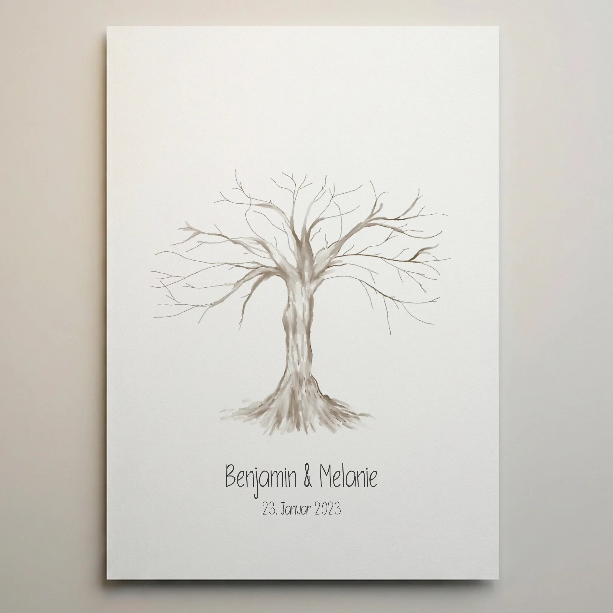 Fingerabdruck Baum zur Hochzeit von lovely Art, Leinwand mit personalisiertem Gästebuch und Namen und Datum